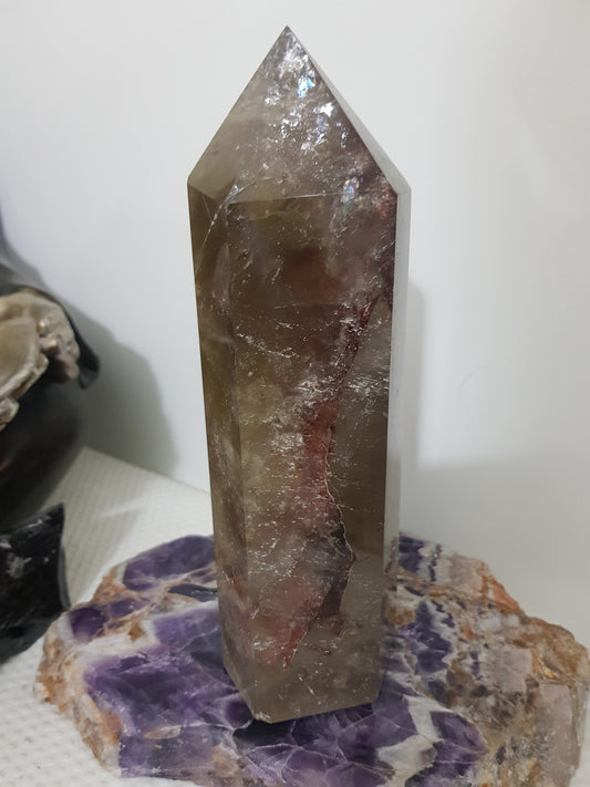 Smoky Quartz crystal point tower polished Brazil smoky brown standing point 19.5cm