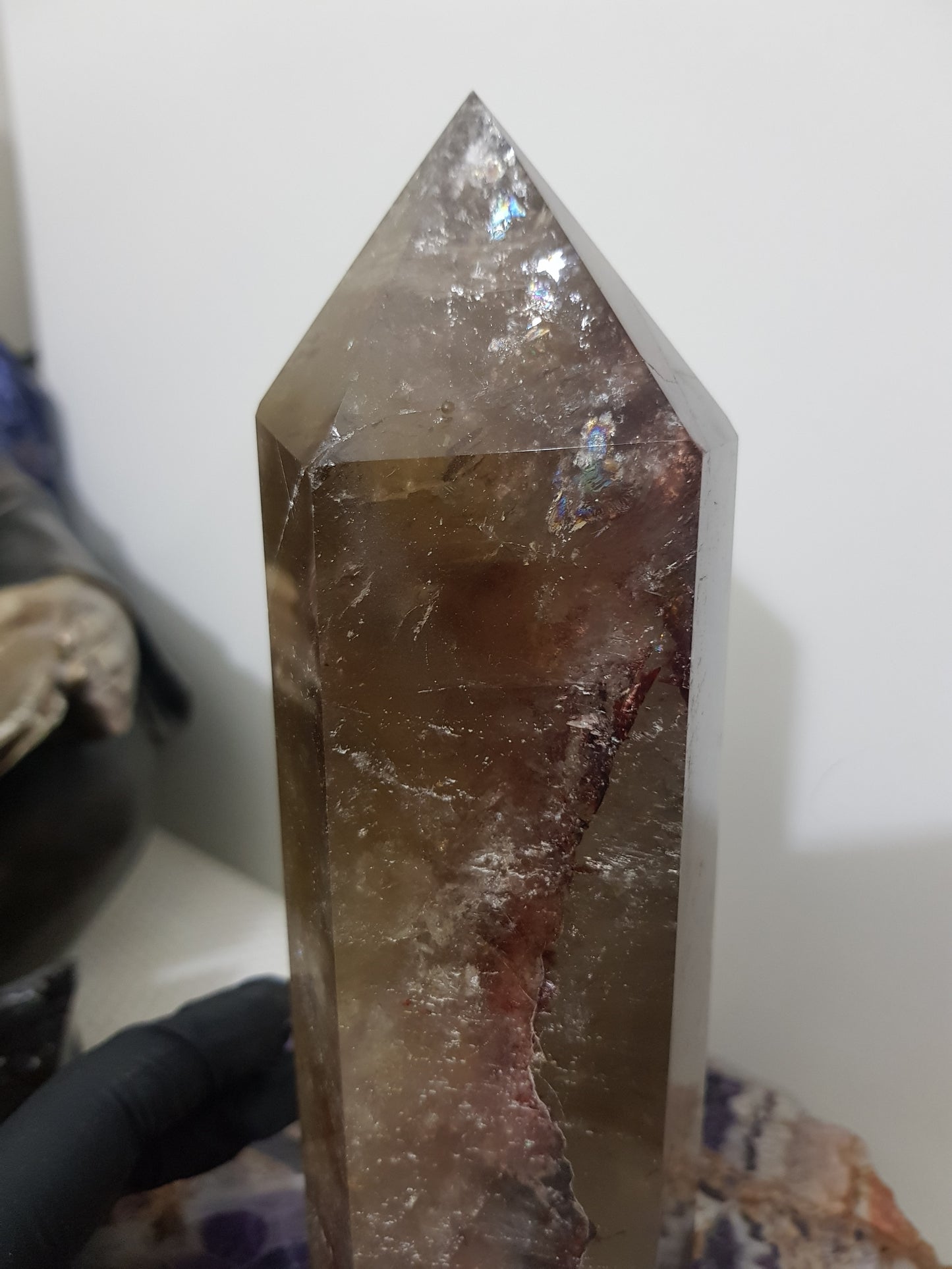 Smoky Quartz crystal point tower polished Brazil smoky brown standing point 19.5cm