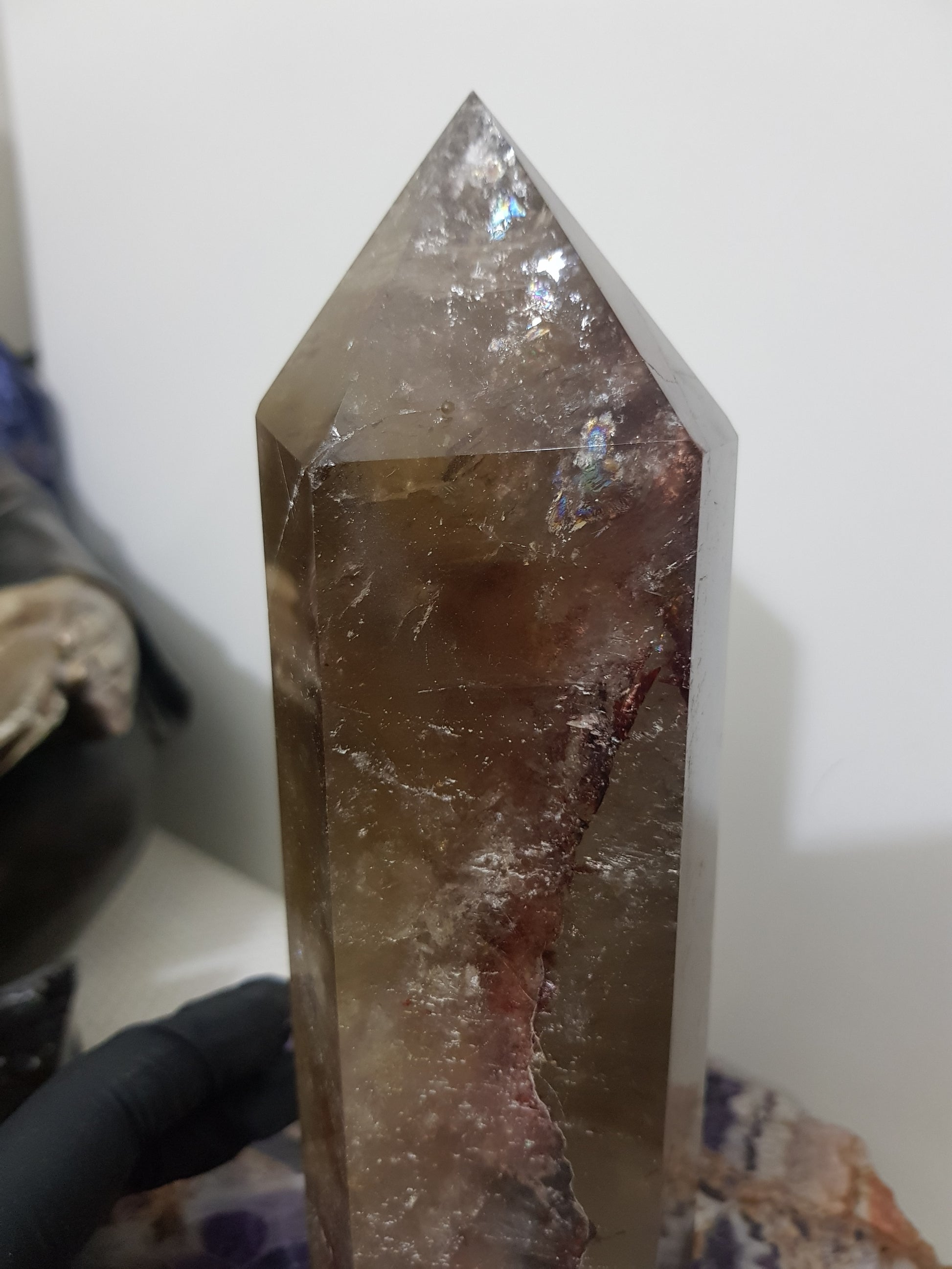 Smoky Quartz crystal point tower polished Brazil smoky brown standing point 19.5cm