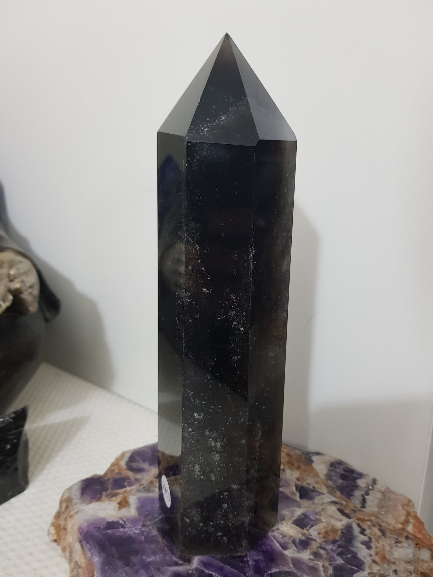 Smoky Quartz crystal point tower polished Brazil smoky brown standing point 20.5cm