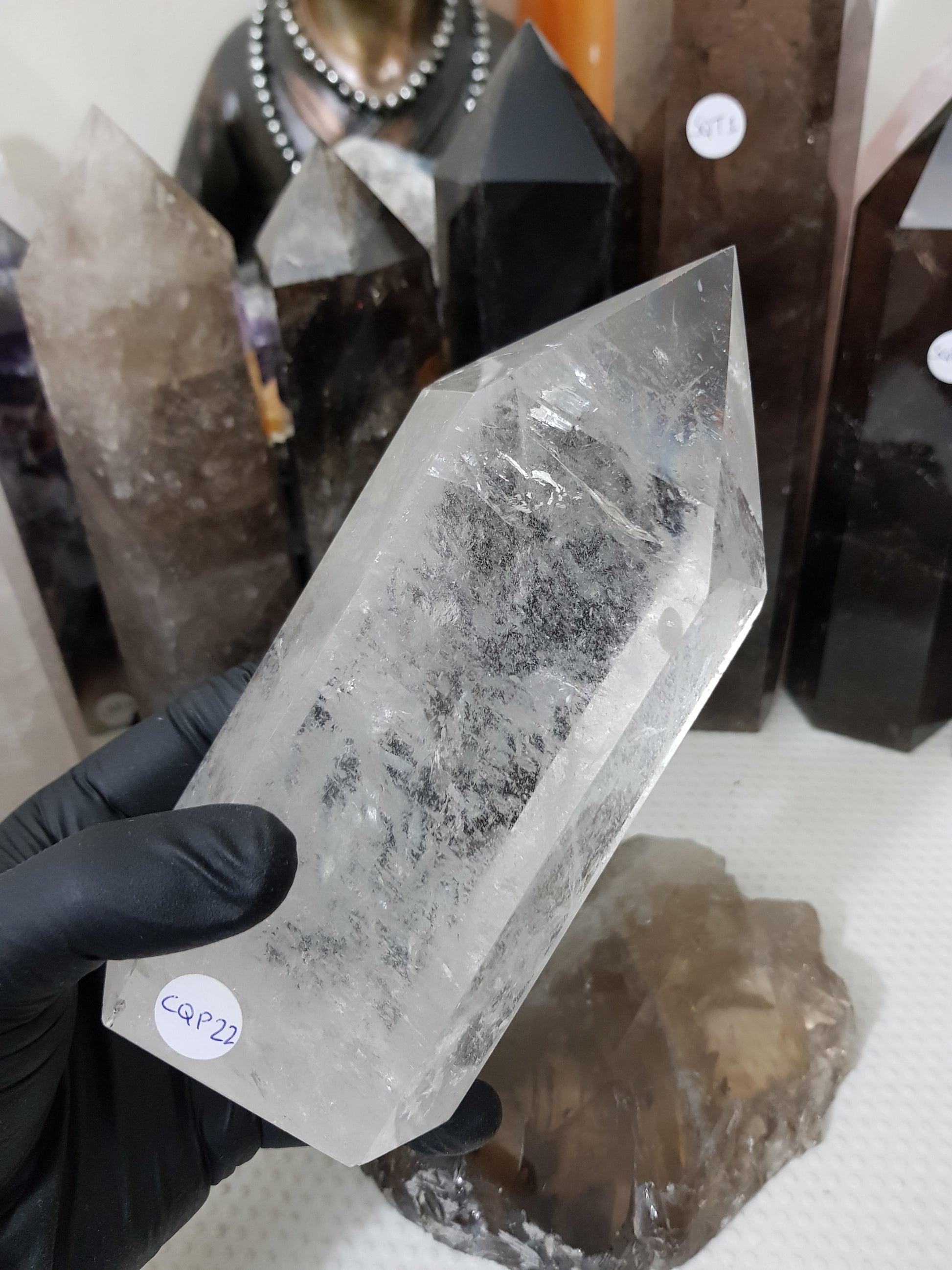 Polished Brazilian Clear quartz crystal point tower 15.5cm