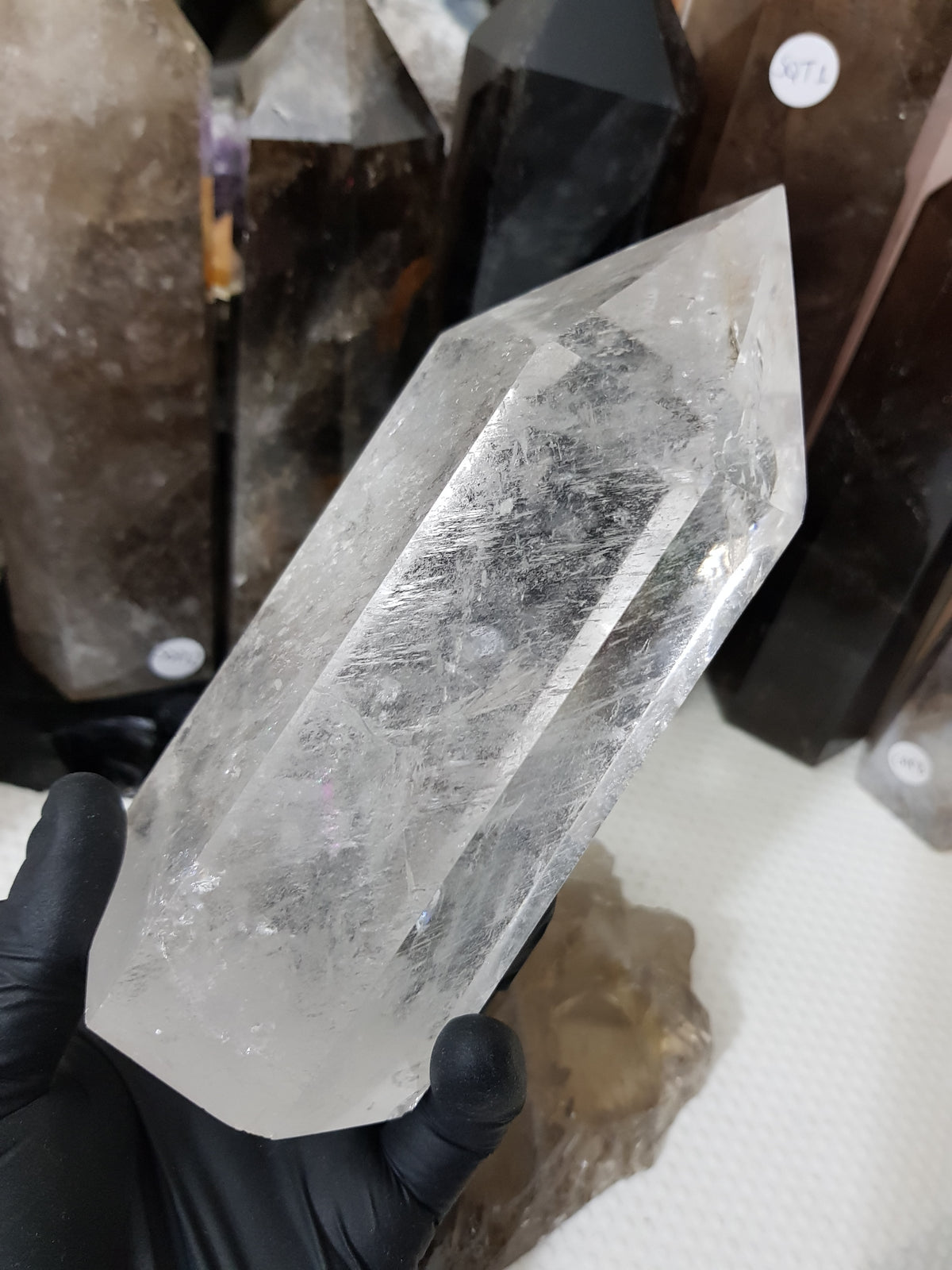 Polished Brazilian Clear quartz crystal point tower 15.5cm