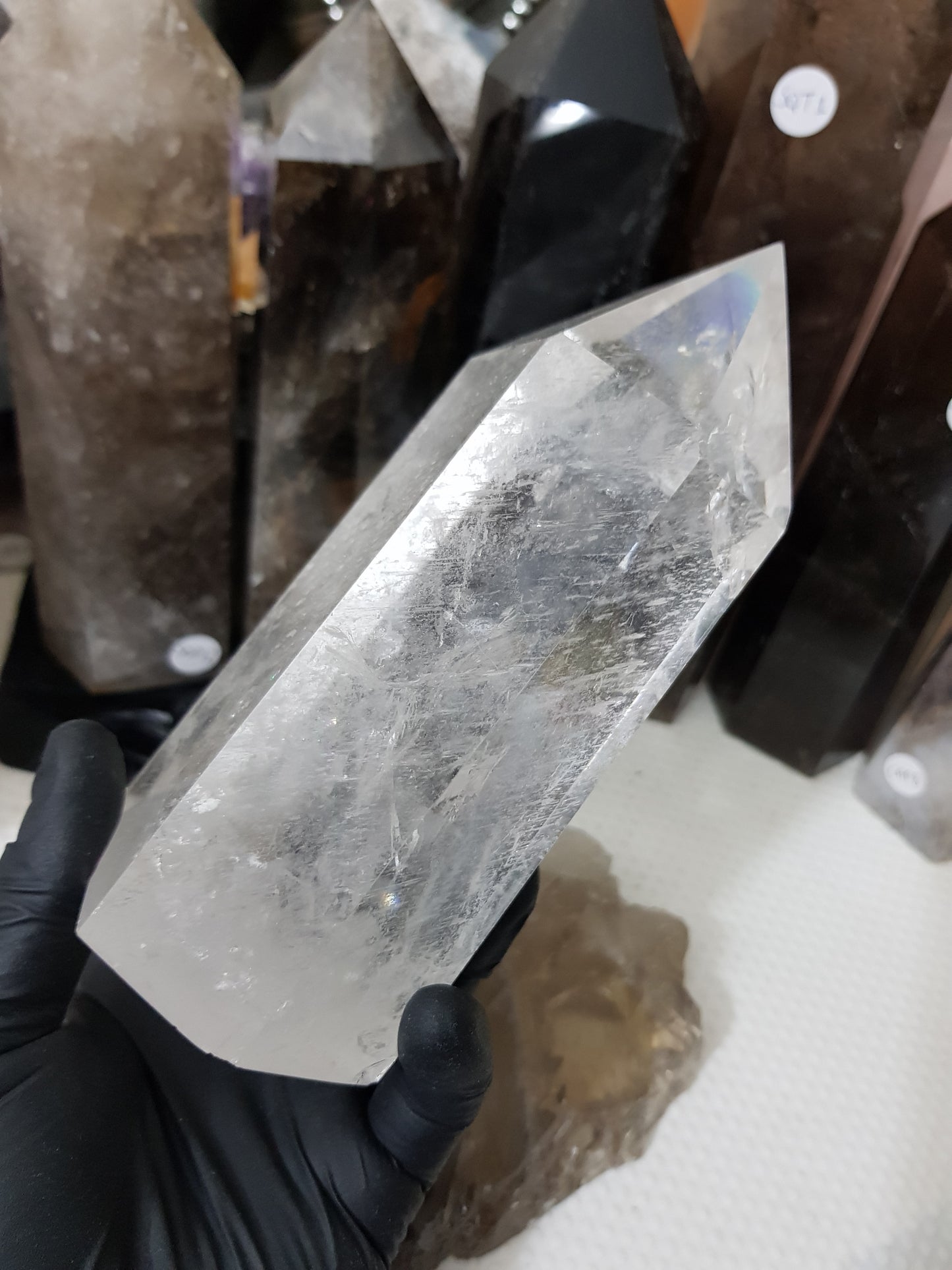 Polished Brazilian Clear quartz crystal point tower 15.5cm