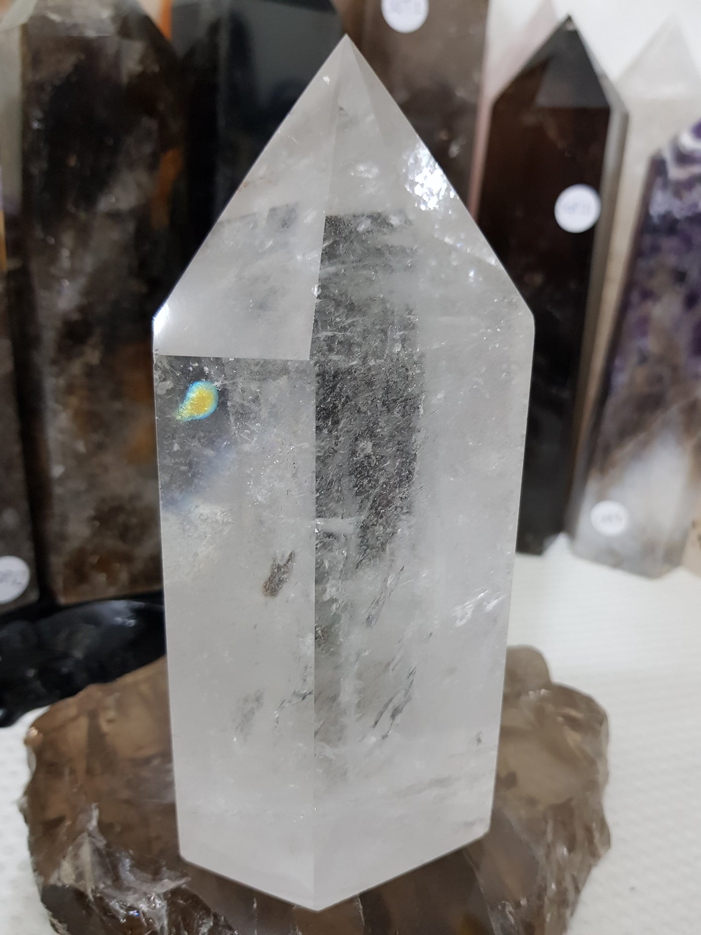 Polished Brazilian Clear quartz crystal point tower 15.5cm