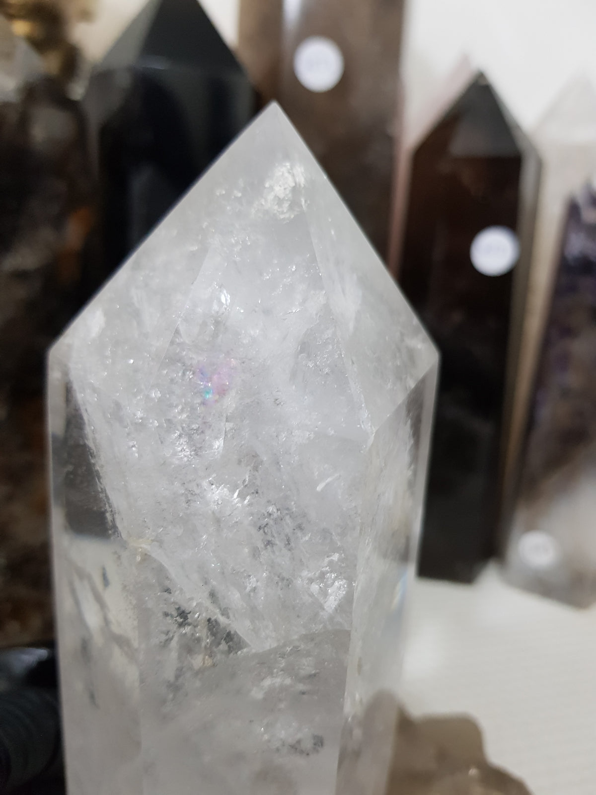 Polished Brazilian Clear quartz crystal point tower 16cm
