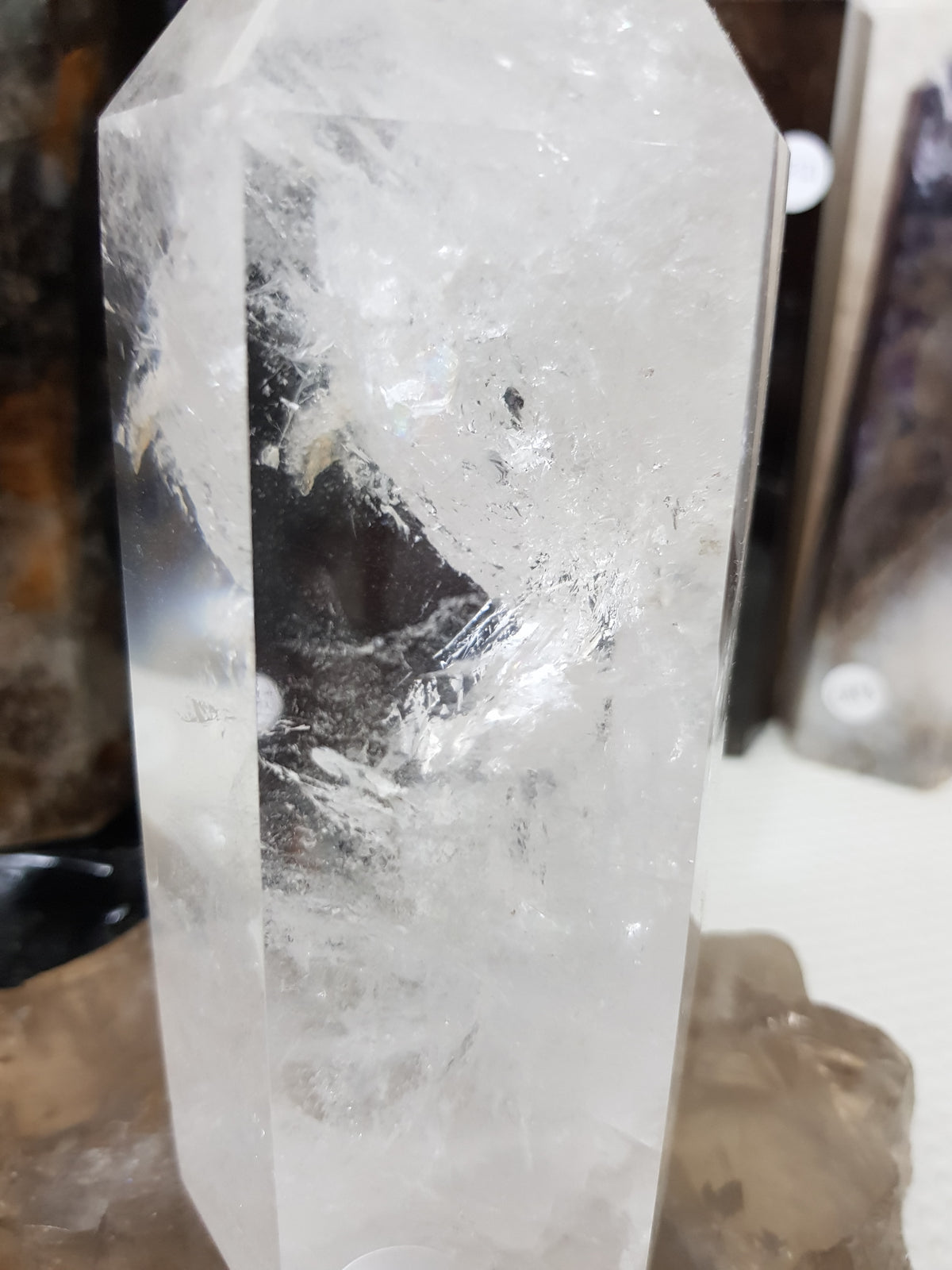 Polished Brazilian Clear quartz crystal point tower 16cm