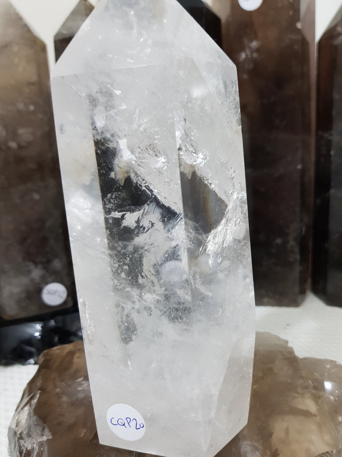 Polished Brazilian Clear quartz crystal point tower 16cm