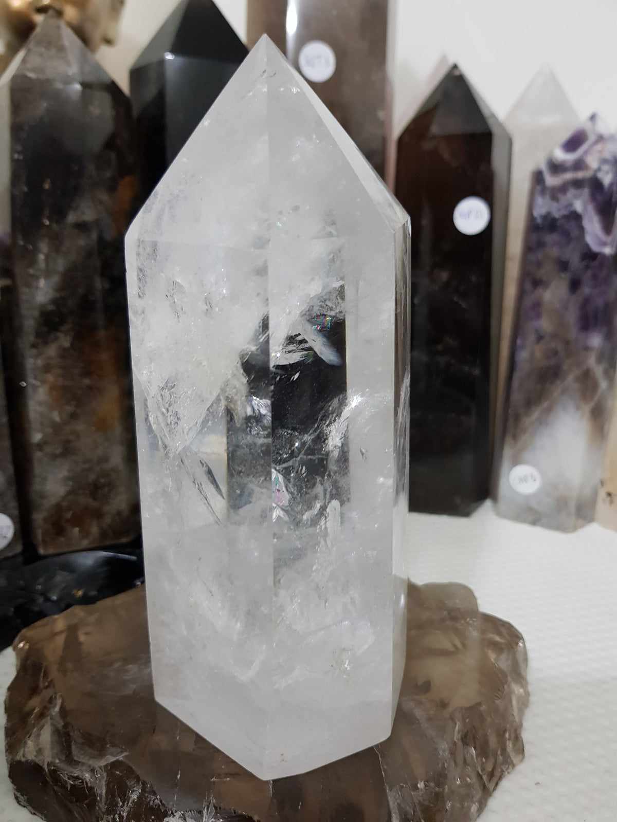 Polished Brazilian Clear quartz crystal point tower 16cm