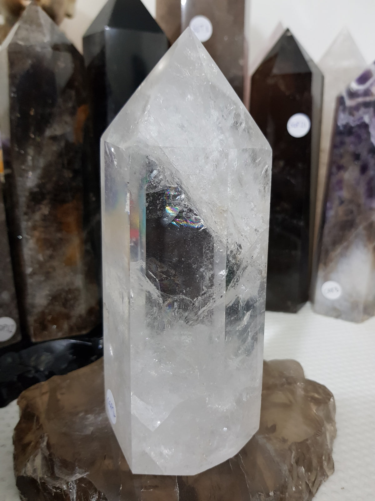 Polished Brazilian Clear quartz crystal point tower 16cm