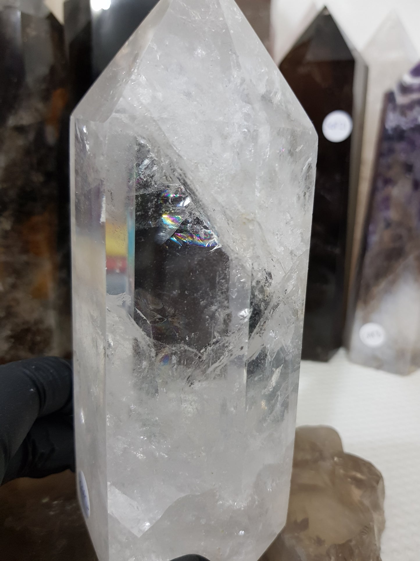 Polished Brazilian Clear quartz crystal point tower 16cm