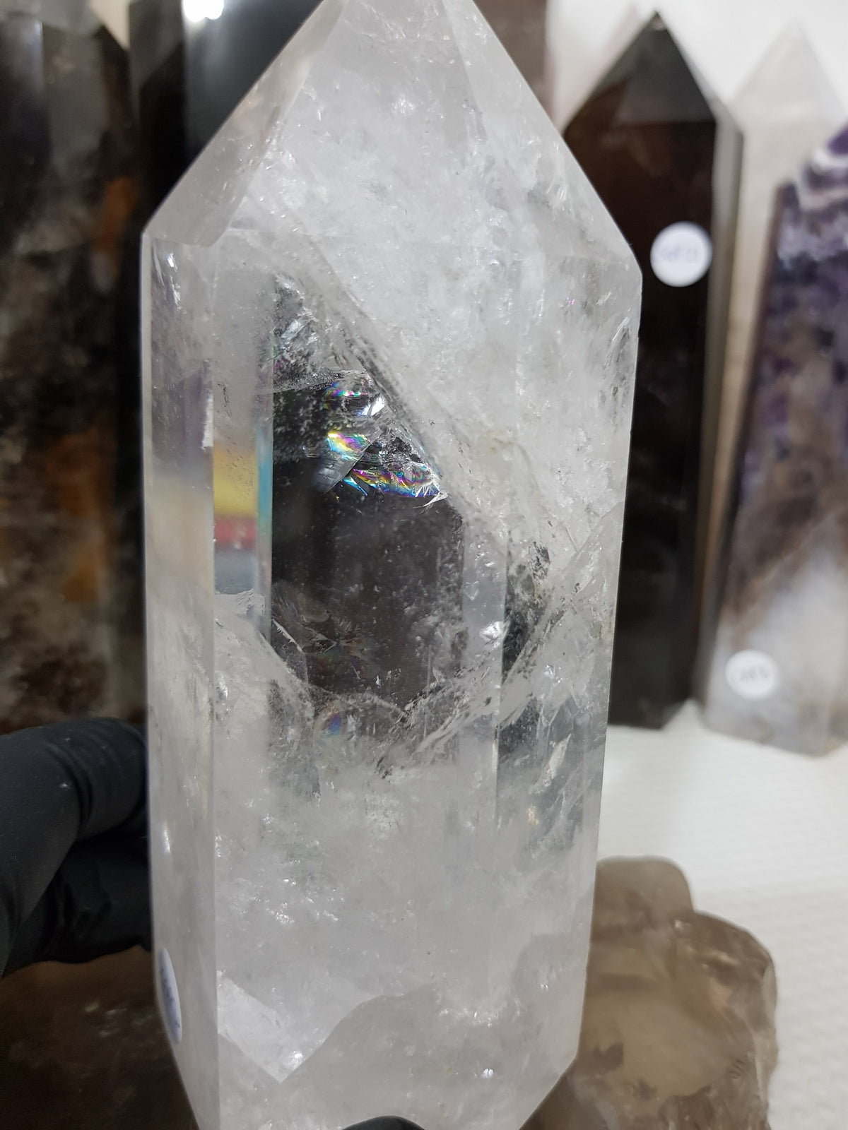 Polished Brazilian Clear quartz crystal point tower 16cm