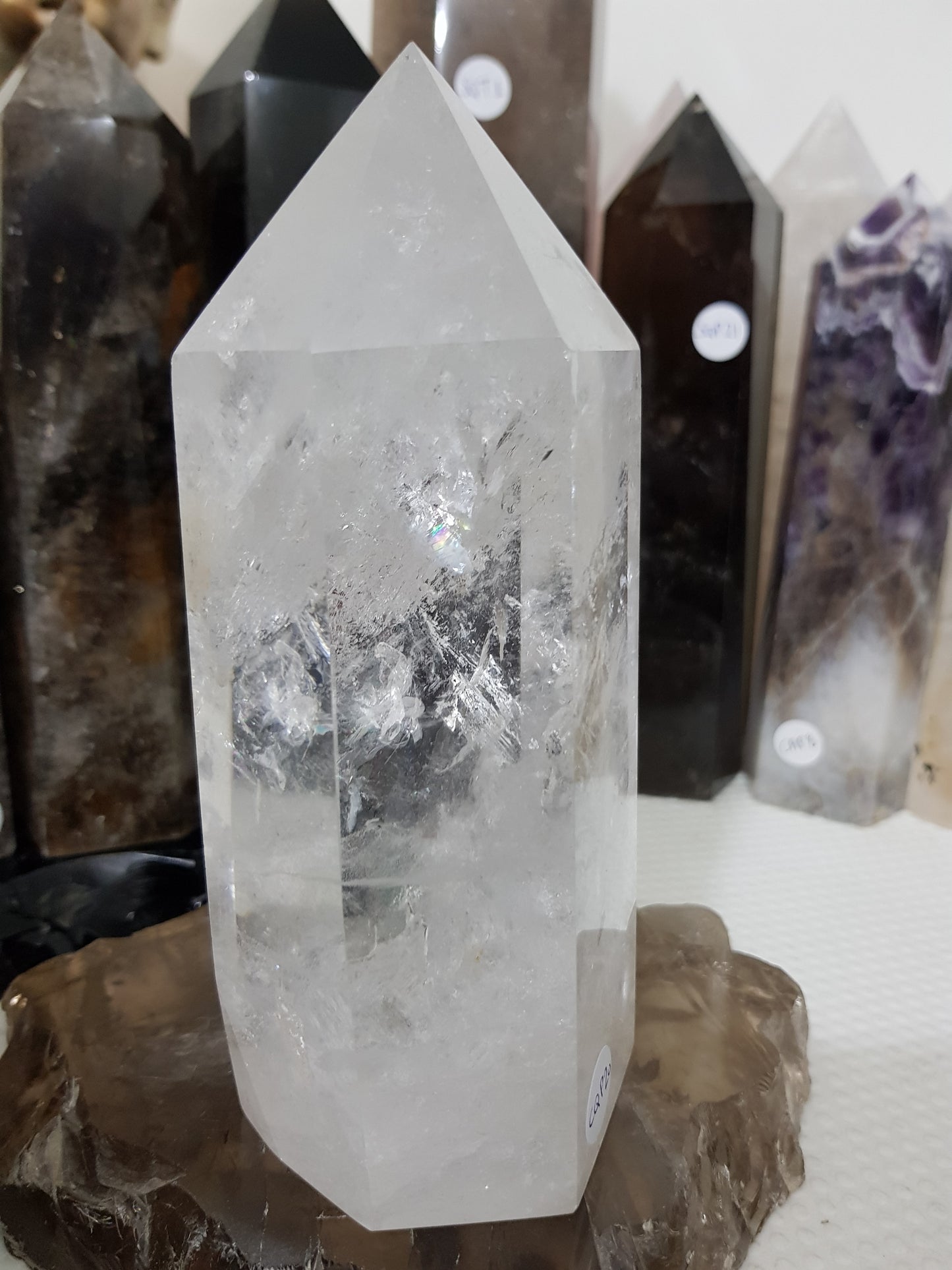 Polished Brazilian Clear quartz crystal point tower 16cm