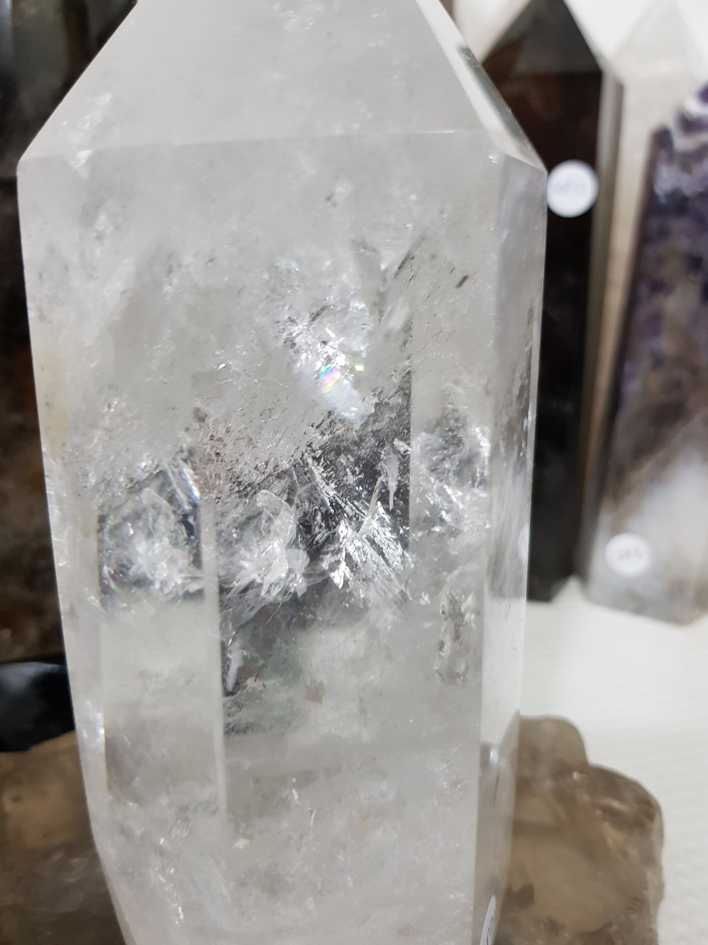 Polished Brazilian Clear quartz crystal point tower 16cm