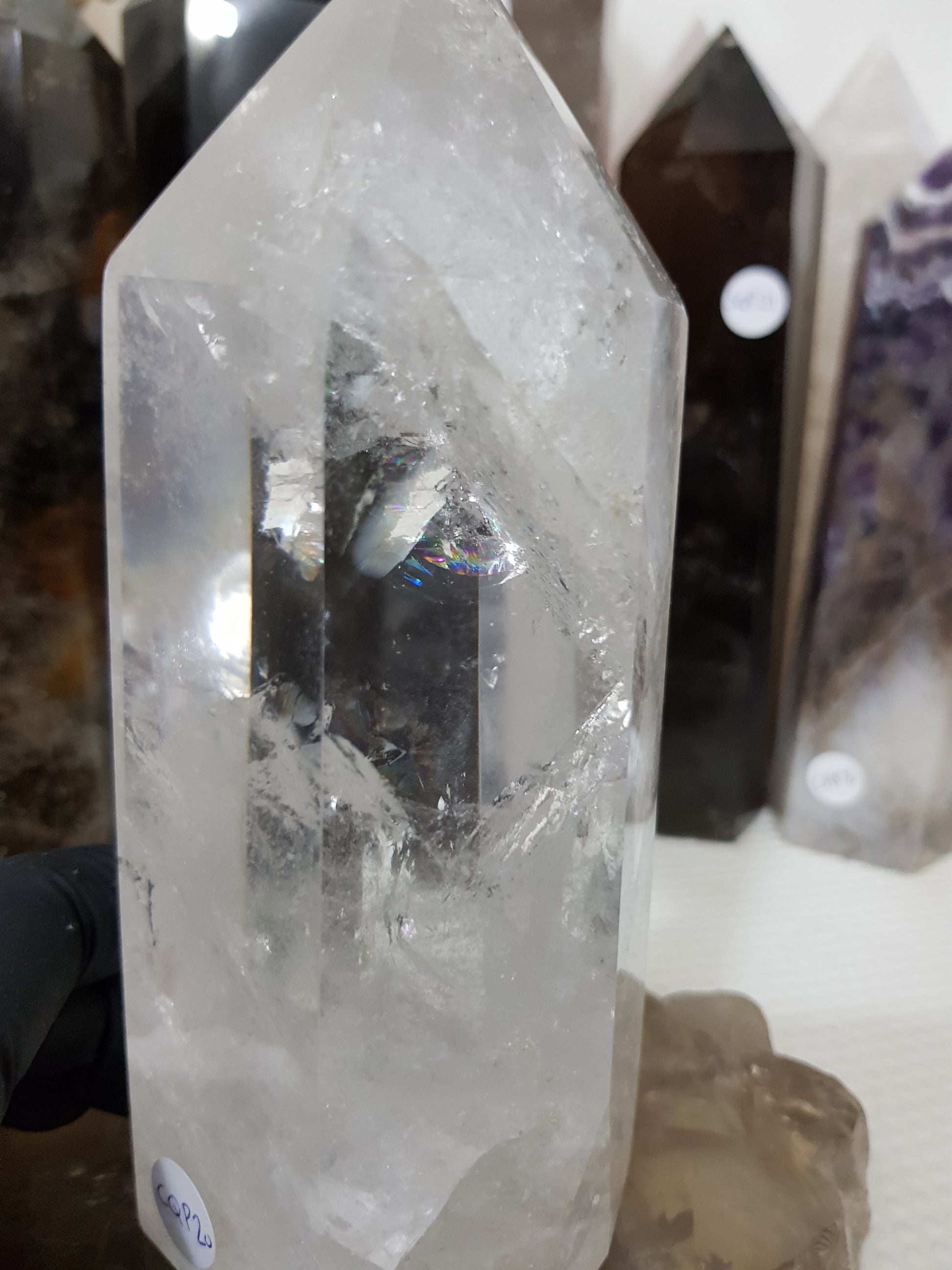 Polished Brazilian Clear quartz crystal point tower 16cm