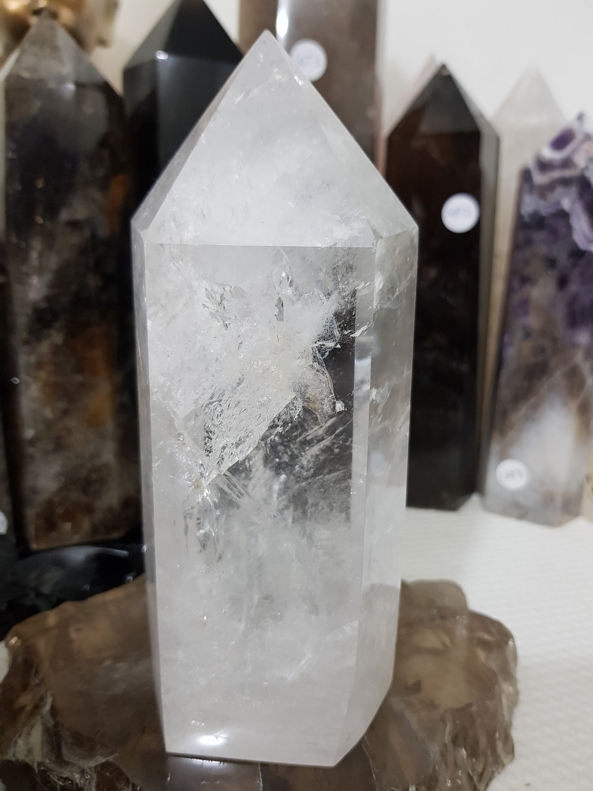 Polished Brazilian Clear quartz crystal point tower 16cm
