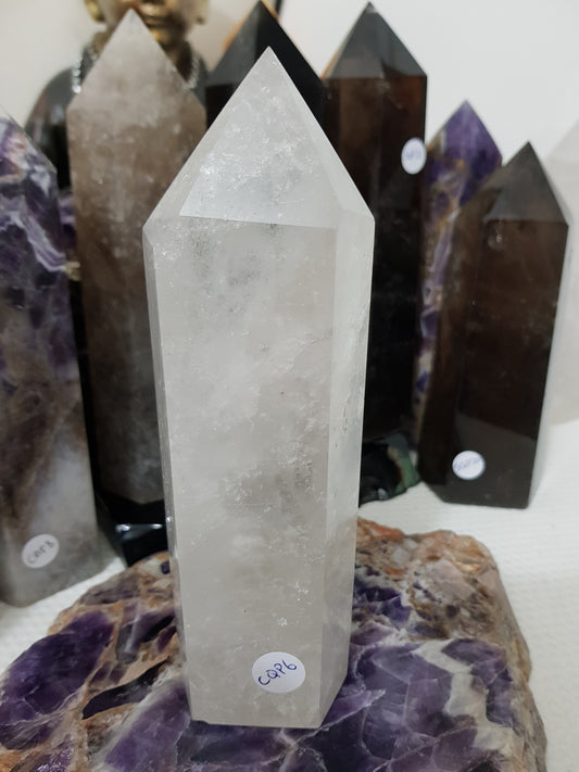 Polished Brazilian Clear quartz crystal point tower 17cm