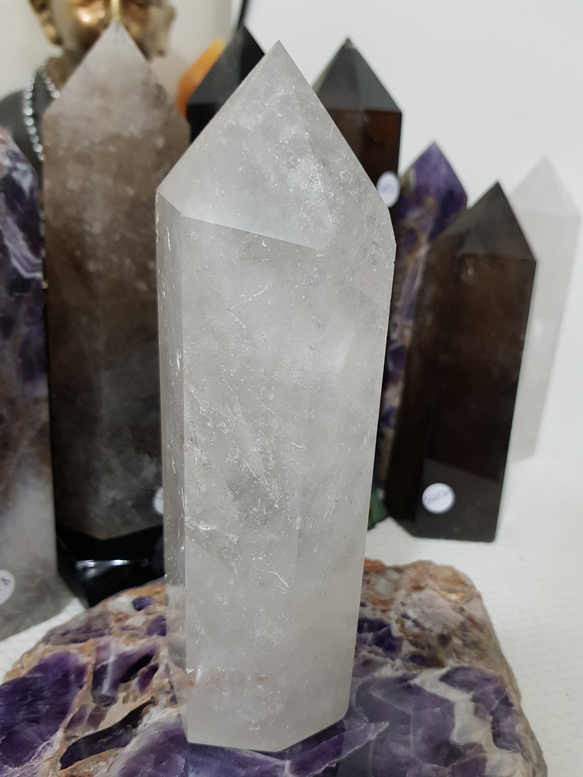 Polished Brazilian Clear quartz crystal point tower 17cm