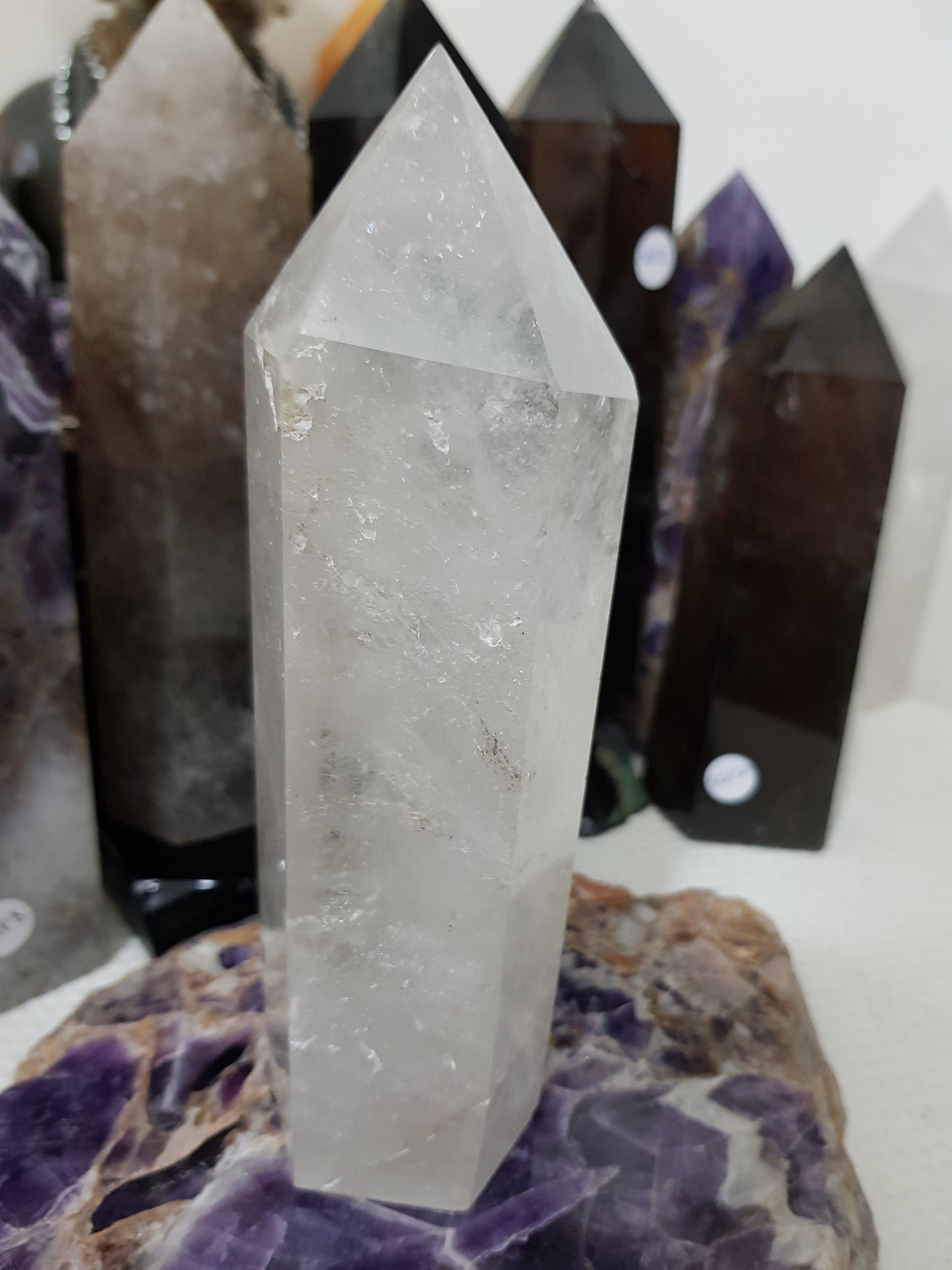 Polished Brazilian Clear quartz crystal point tower 17cm