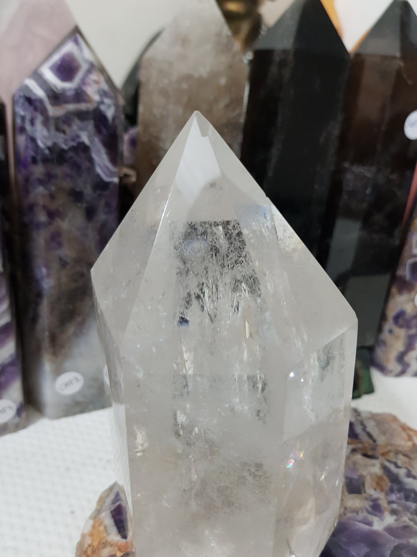 Polished Brazilian Clear quartz crystal point tower 15cm