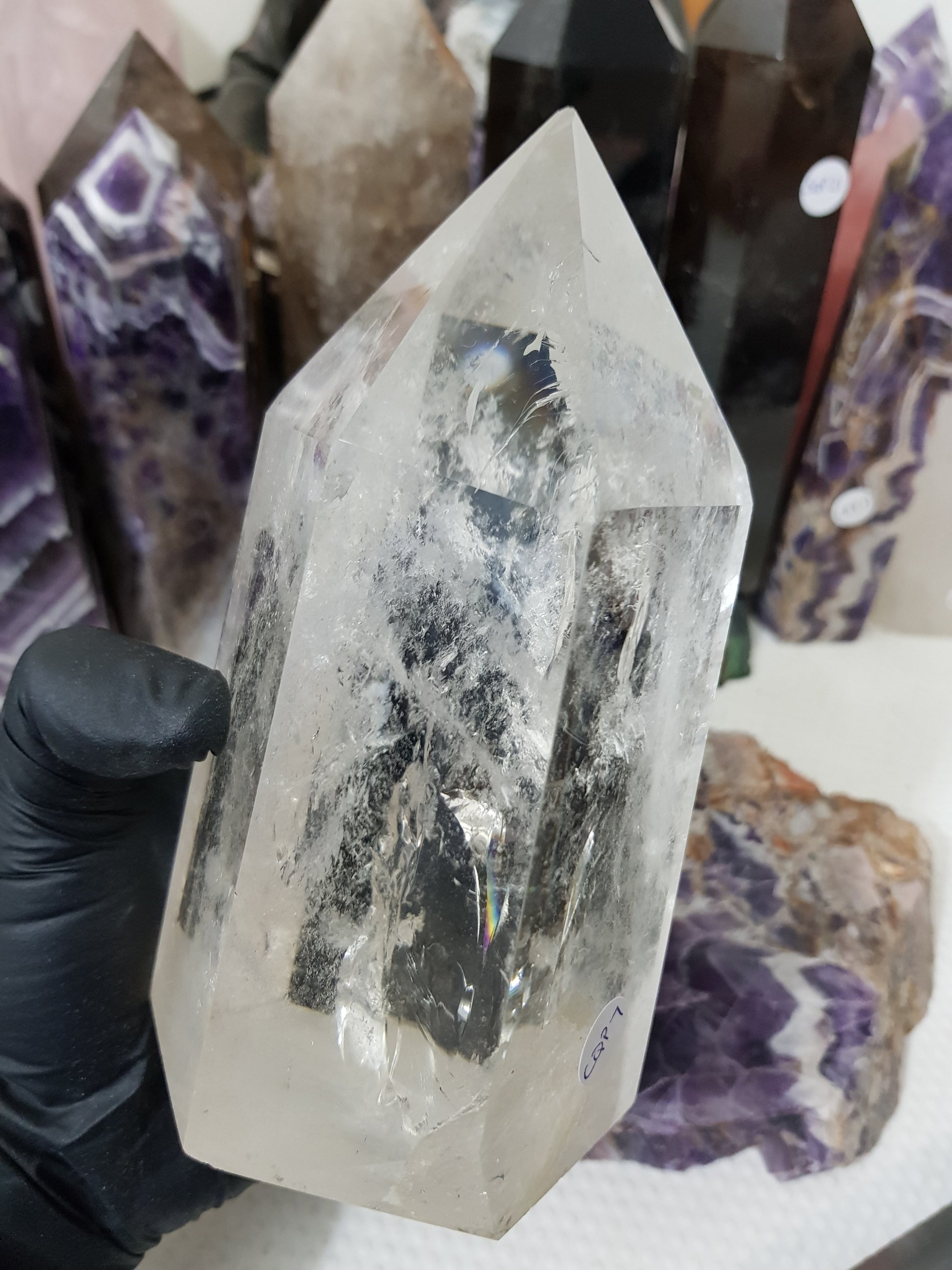 Polished Brazilian Clear quartz crystal point tower 15cm