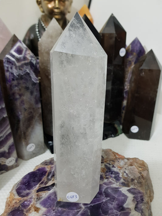 Polished Brazilian Clear quartz crystal point tower 19.5cm