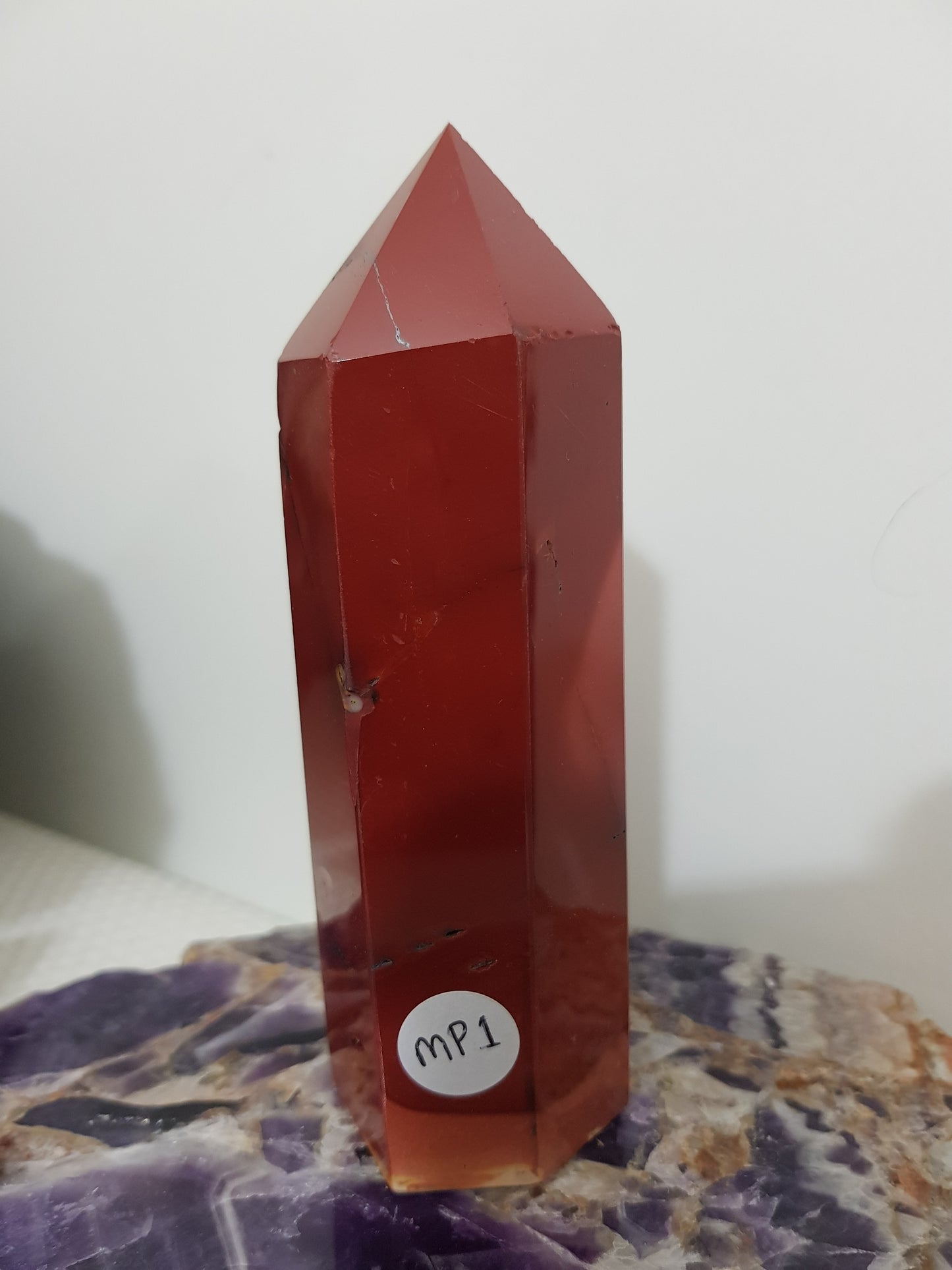 Mookaite crystal point tower polished Australian jasper standing point with natural earthy colours