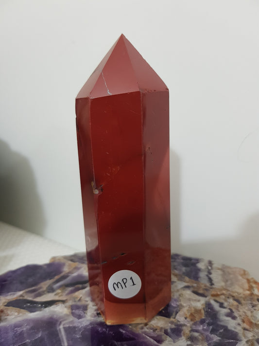 Mookaite crystal point tower polished Australian jasper standing point with natural earthy colours