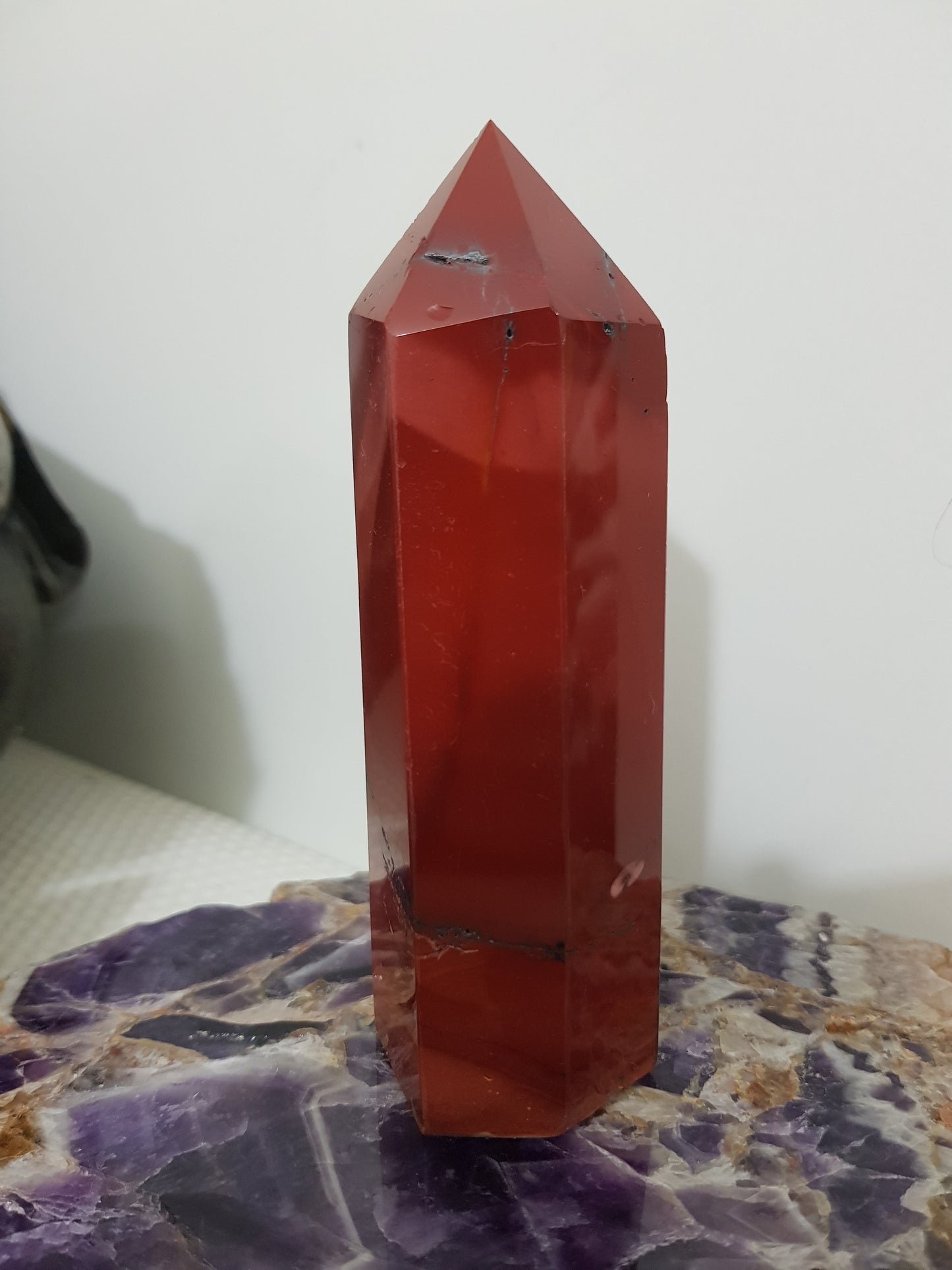 Mookaite crystal point tower polished Australian jasper standing point with natural earthy colours