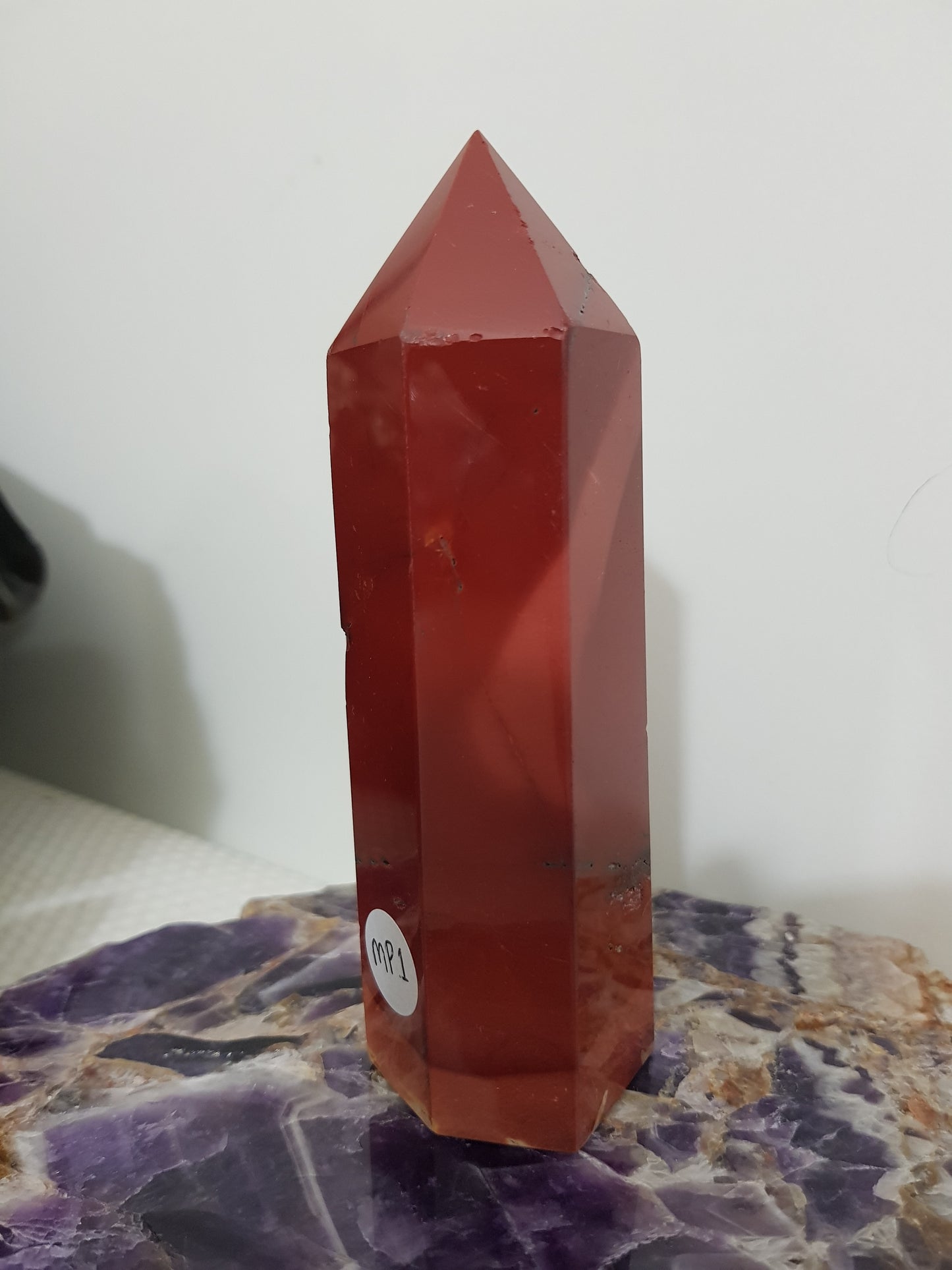 Mookaite crystal point tower polished Australian jasper standing point with natural earthy colours