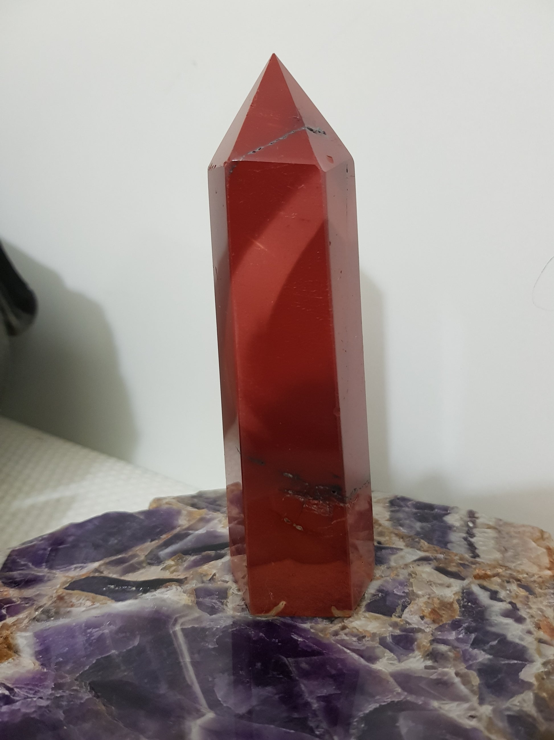 Mookaite crystal point tower polished Australian jasper standing point with natural earthy colours
