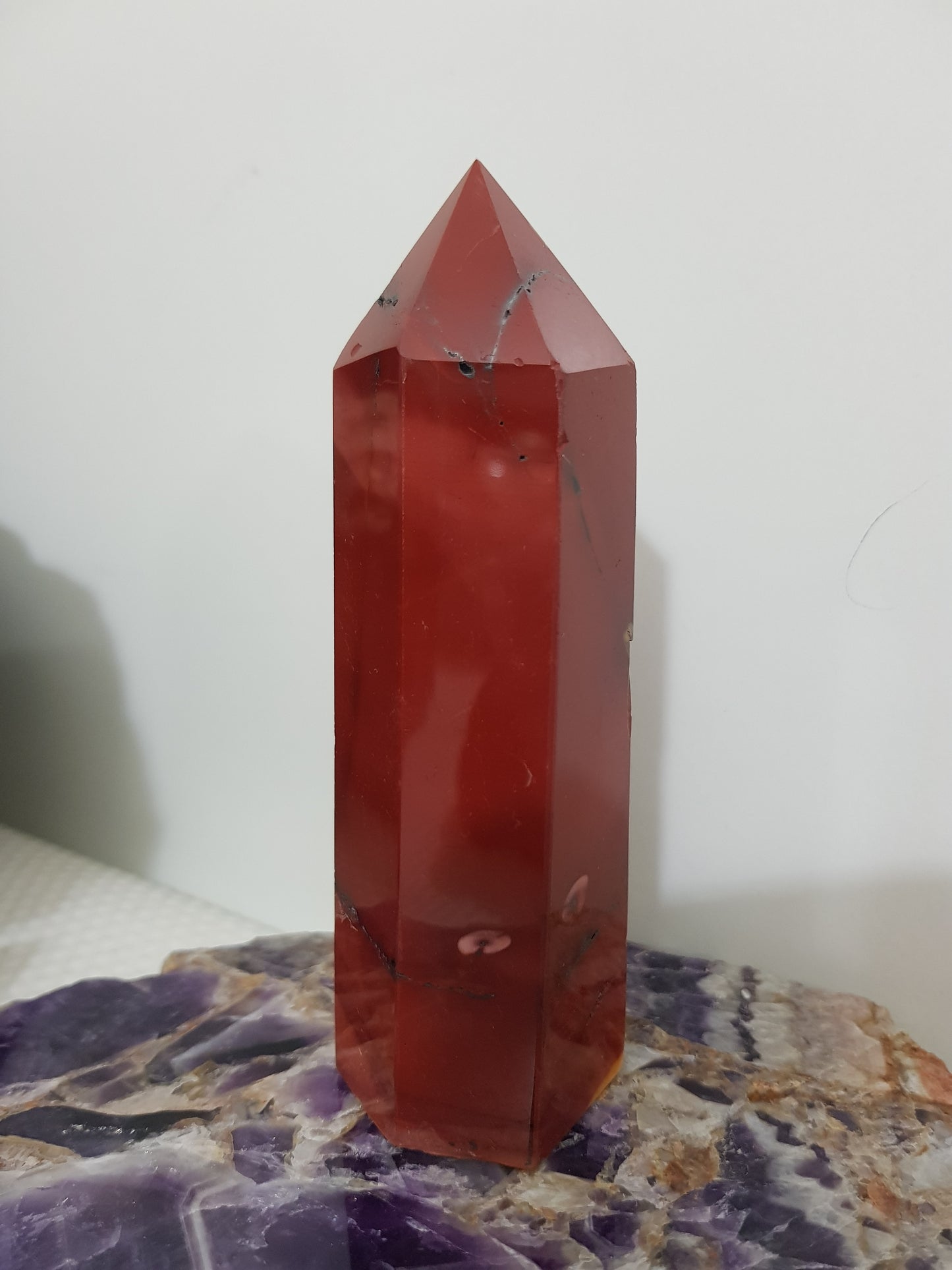 Mookaite crystal point tower polished Australian jasper standing point with natural earthy colours