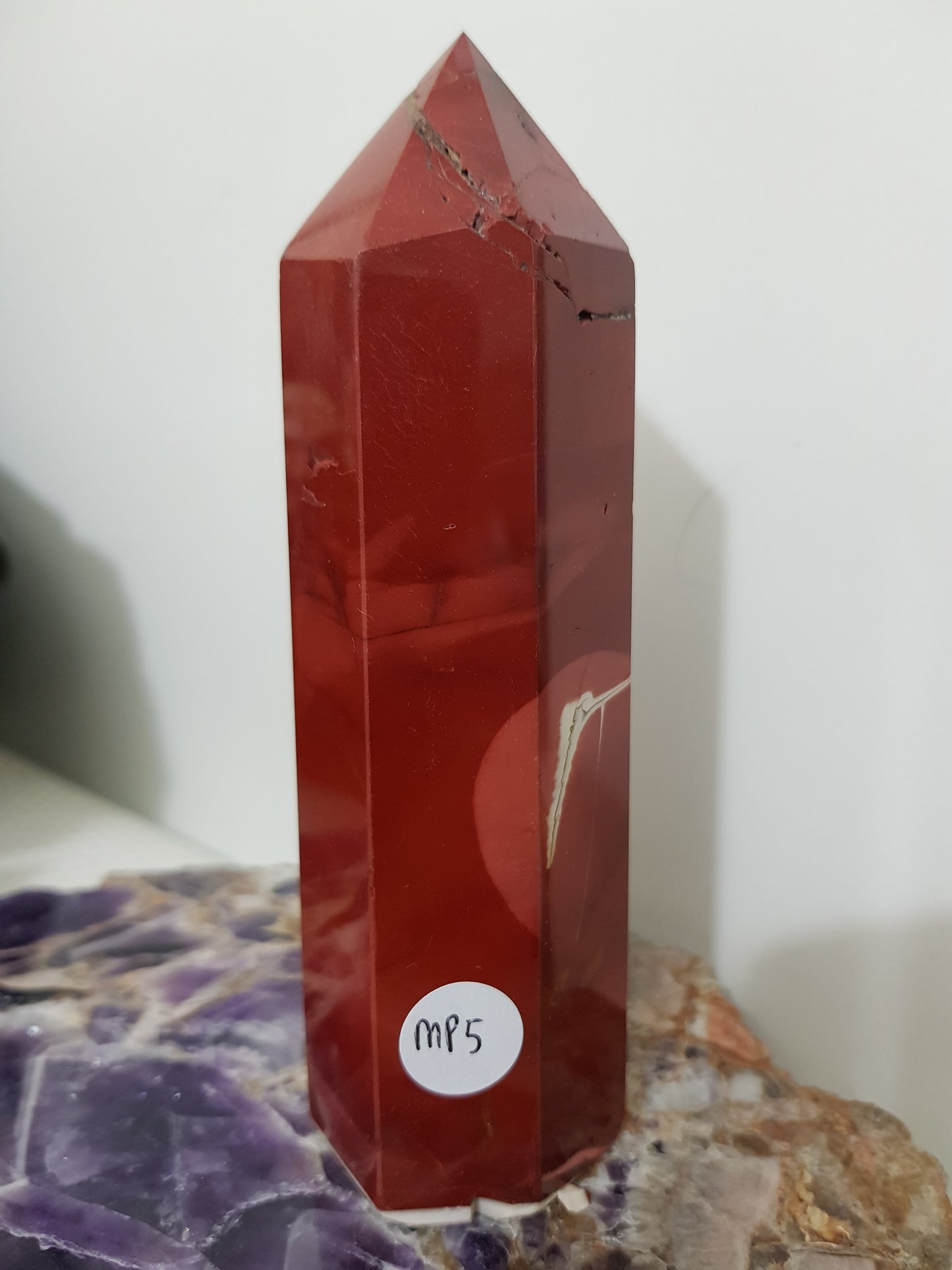 Mookaite crystal point tower polished Australian jasper standing point with natural earthy colours