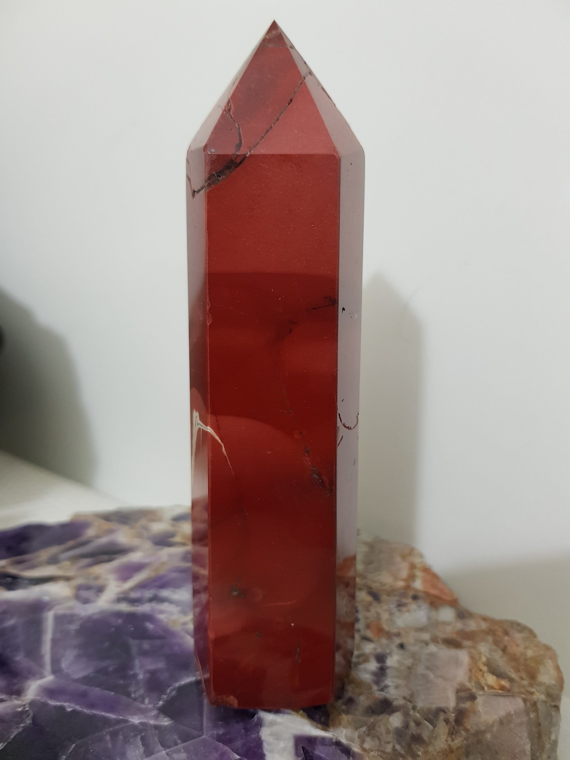 Mookaite crystal point tower polished Australian jasper standing point with natural earthy colours