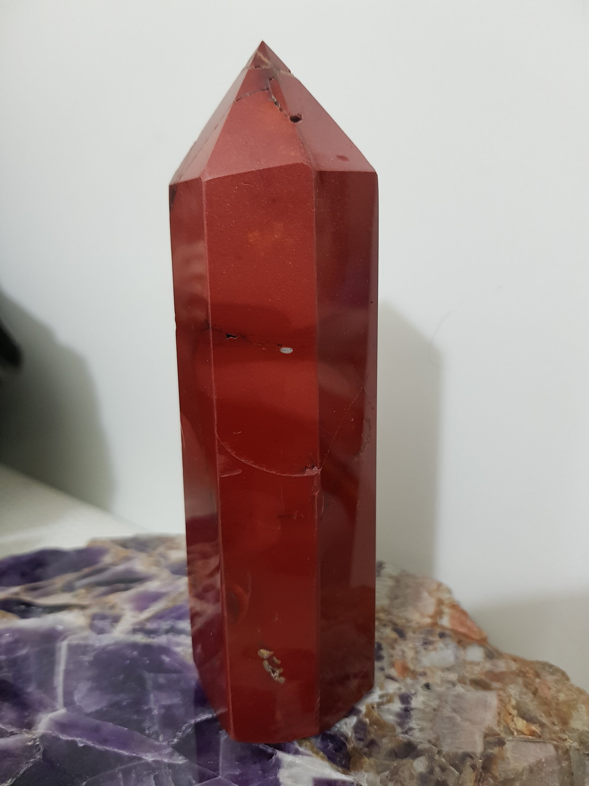 Mookaite crystal point tower polished Australian jasper standing point with natural earthy colours