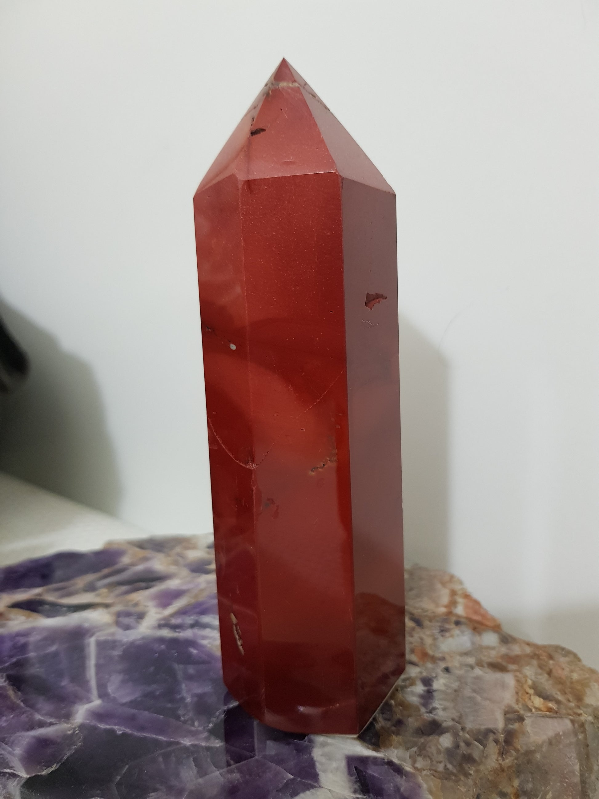 Mookaite crystal point tower polished Australian jasper standing point with natural earthy colours