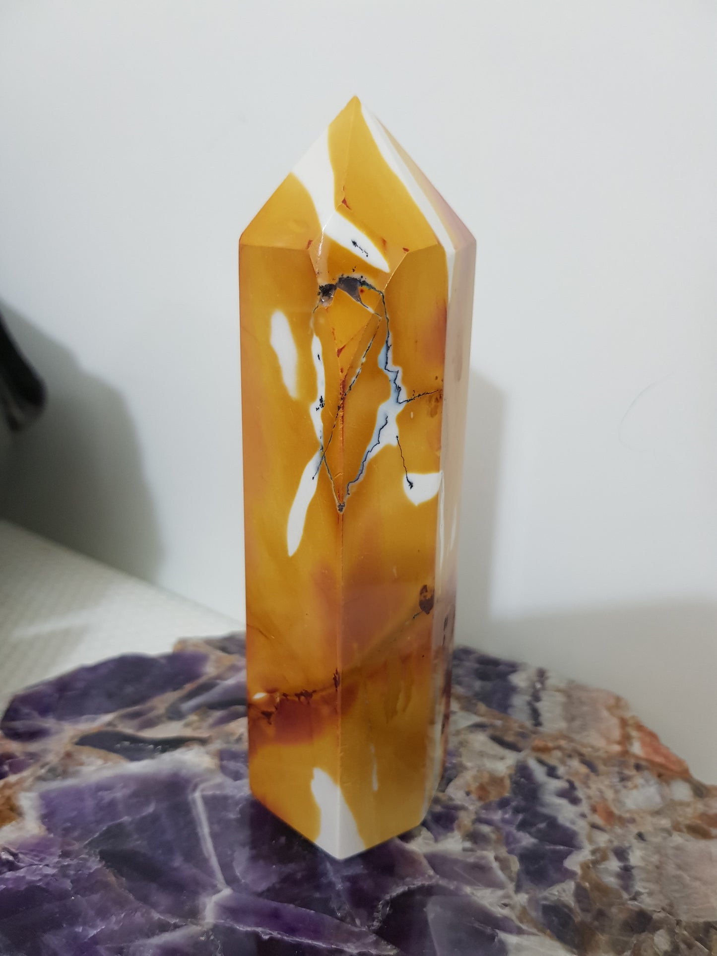 Mookaite crystal point tower polished Australian jasper standing point with natural earthy colours