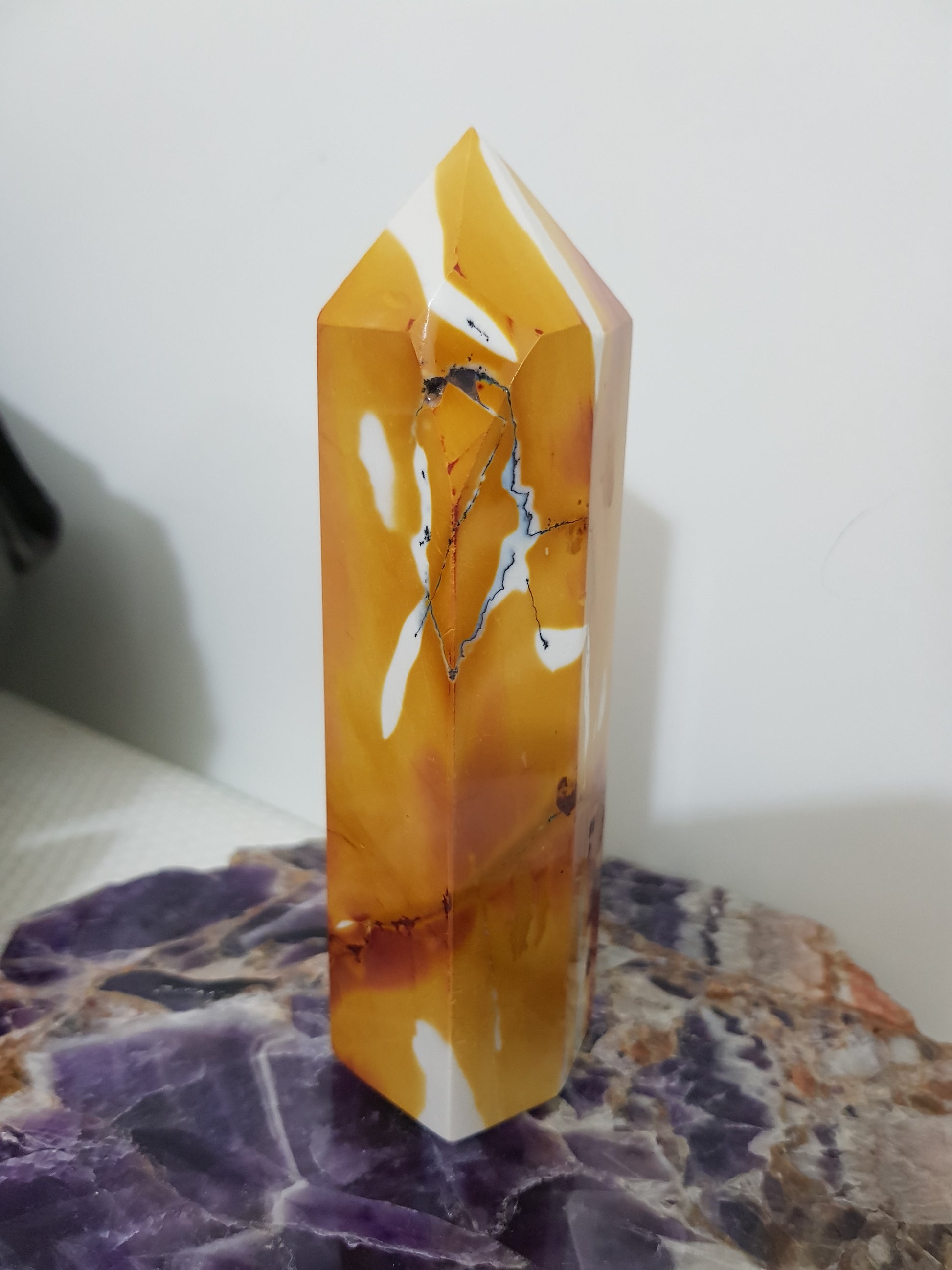 Mookaite crystal point tower polished Australian jasper standing point with natural earthy colours