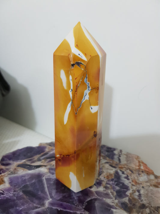 Mookaite crystal point tower polished Australian jasper standing point with natural earthy colours