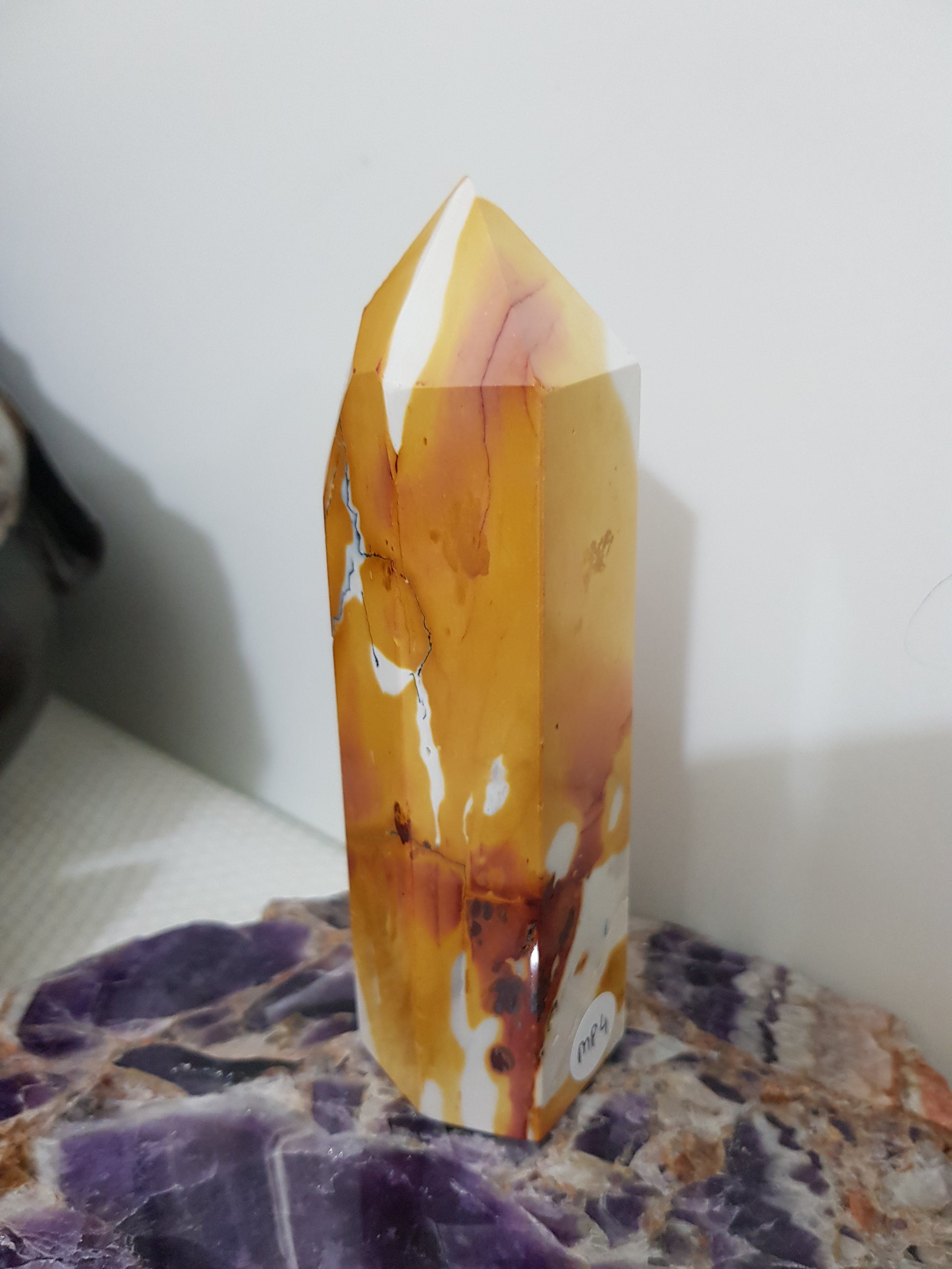 Mookaite crystal point tower polished Australian jasper standing point with natural earthy colours