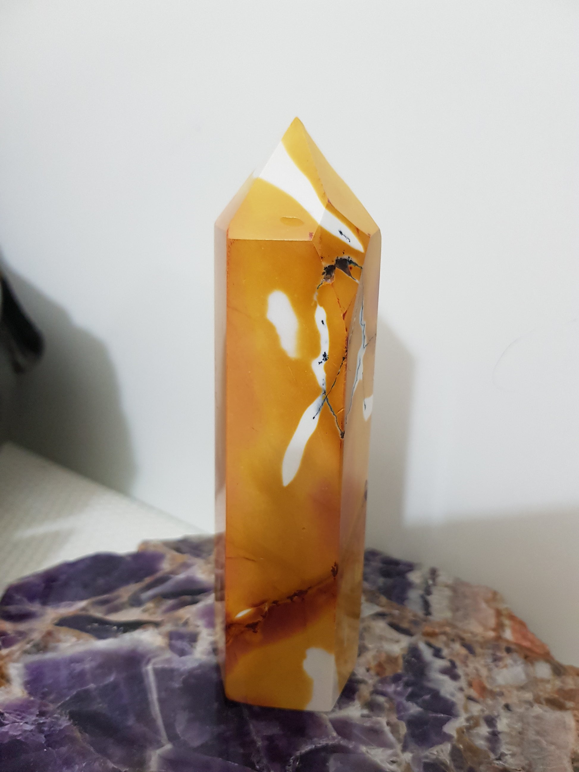 Mookaite crystal point tower polished Australian jasper standing point with natural earthy colours