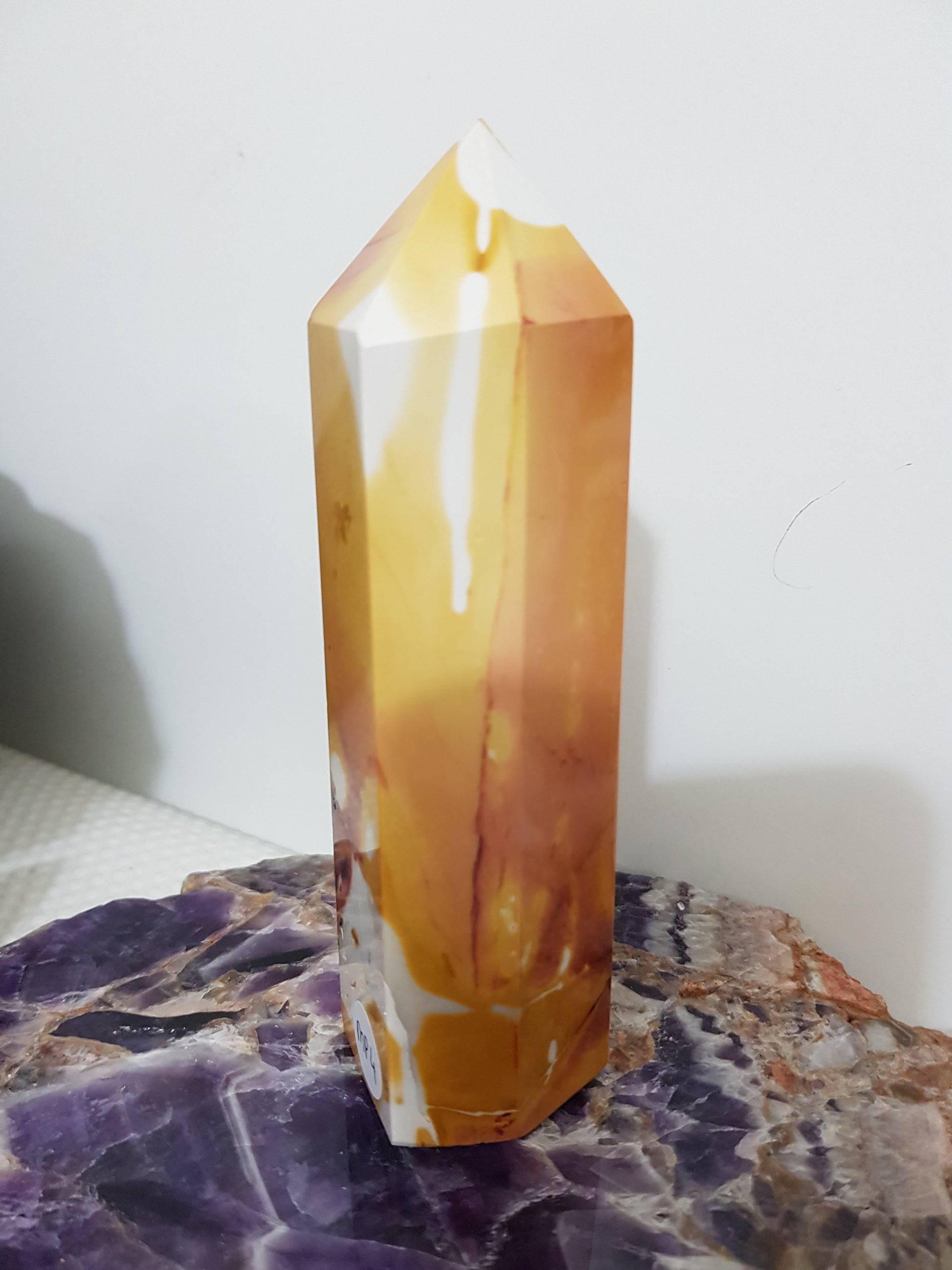 Mookaite crystal point tower polished Australian jasper standing point with natural earthy colours