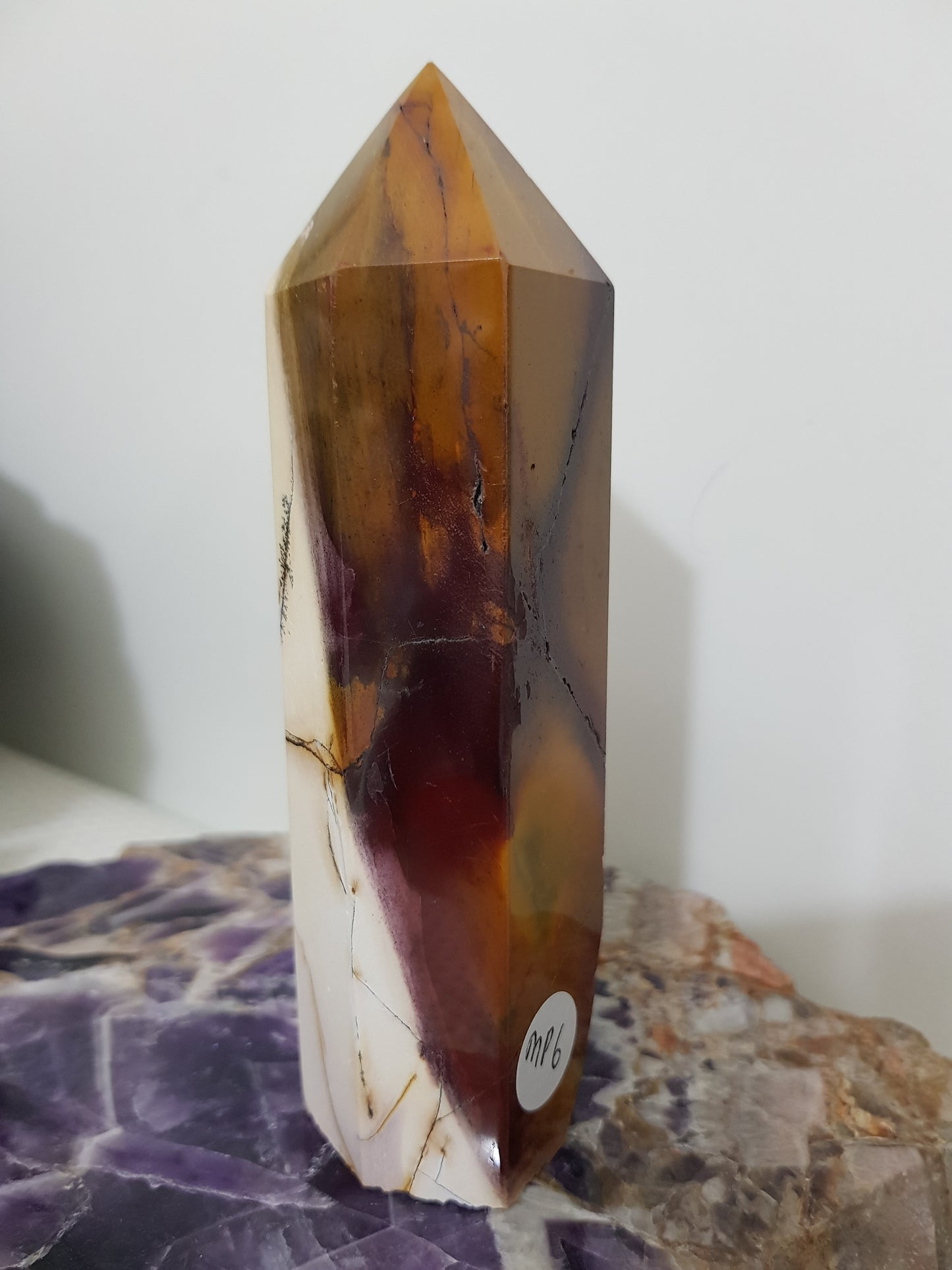 Mookaite crystal point tower polished Australian jasper standing point with natural earthy colours