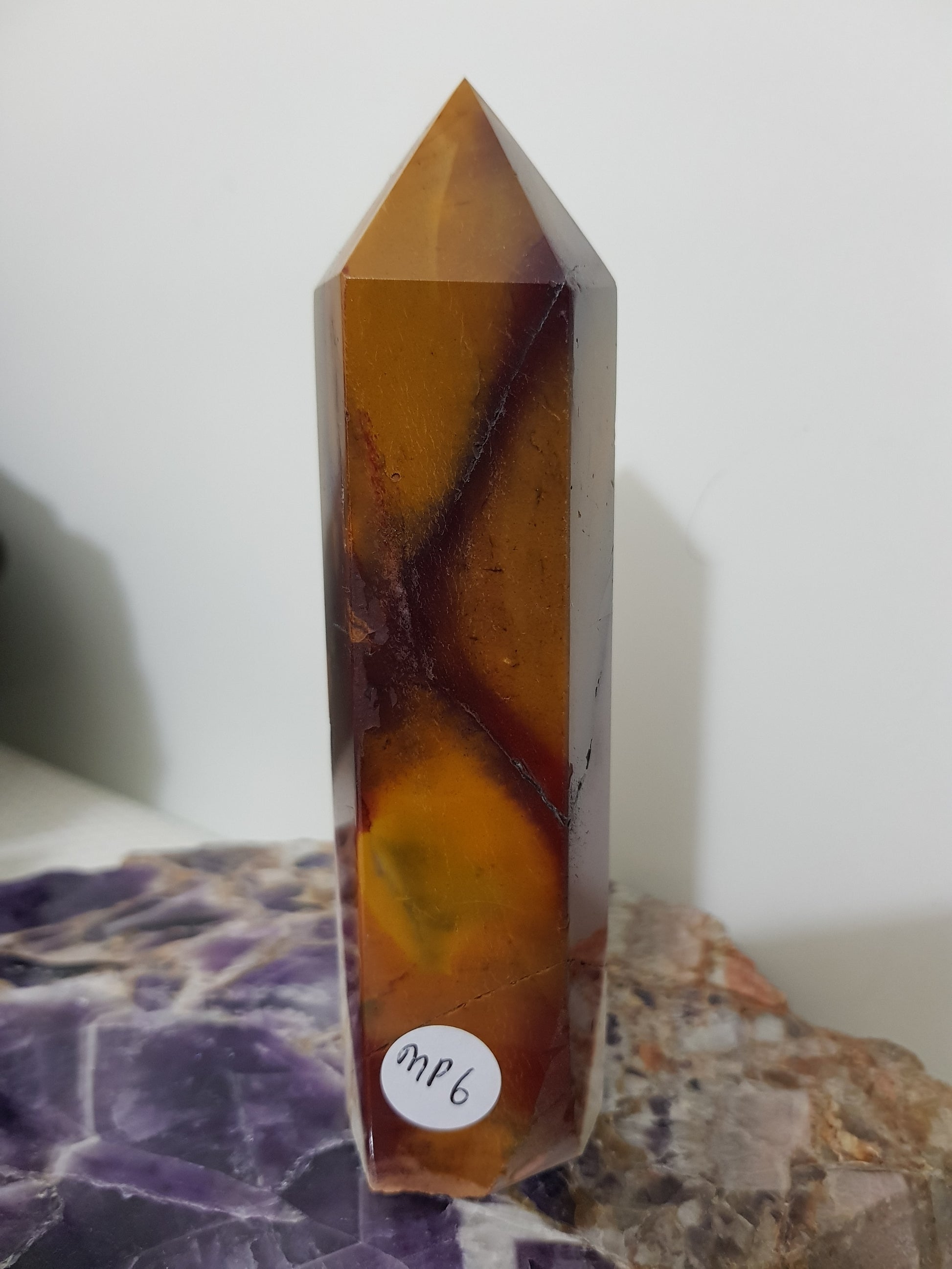 Mookaite crystal point tower polished Australian jasper standing point with natural earthy colours