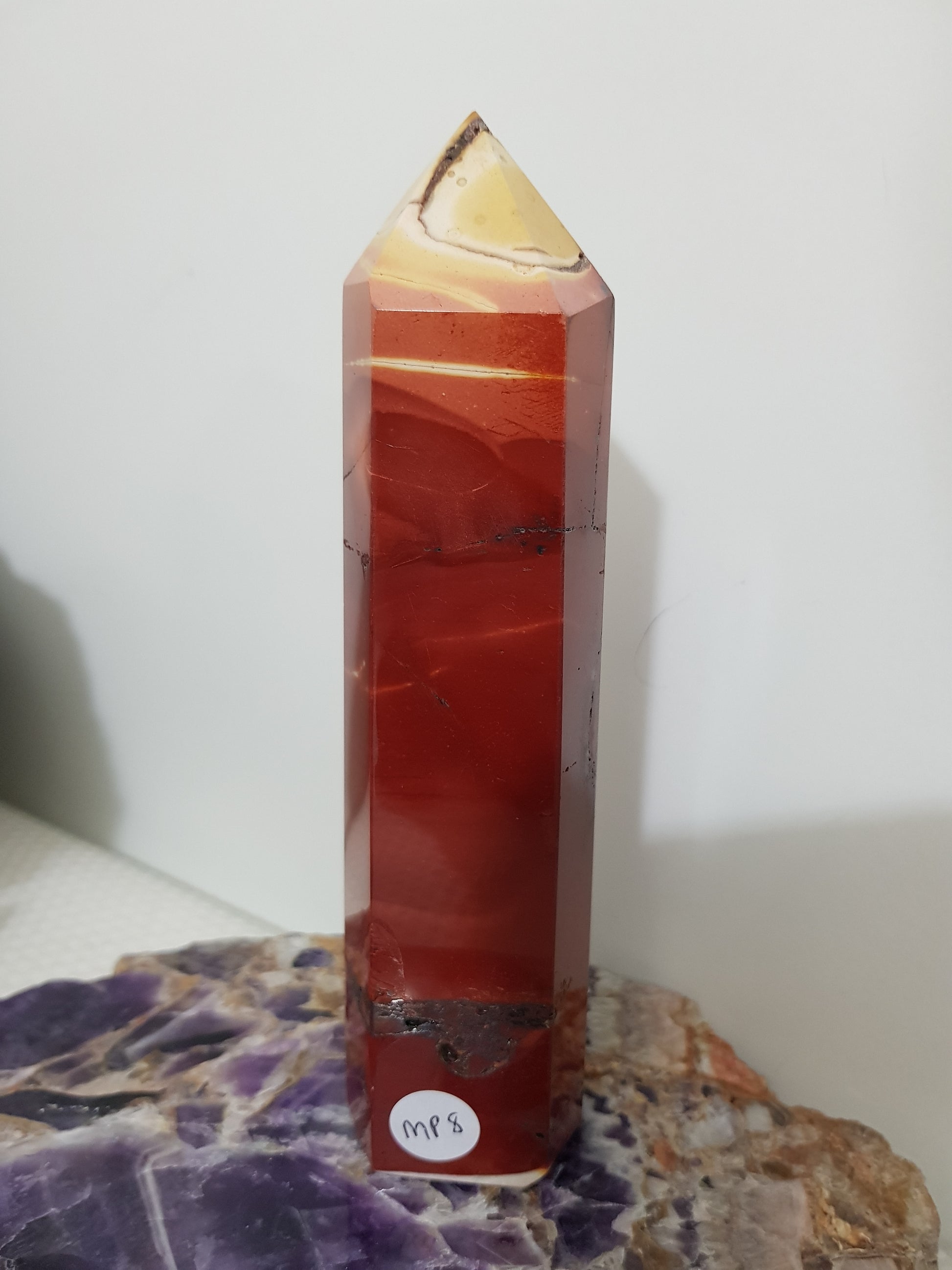 Mookaite crystal point tower polished Australian jasper standing point with natural earthy colours