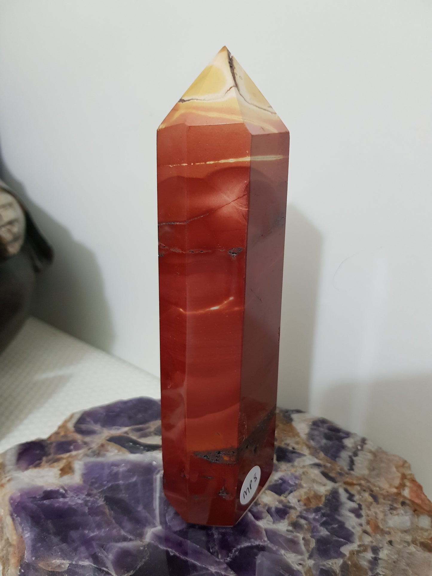 Mookaite crystal point tower polished Australian jasper standing point with natural earthy colours