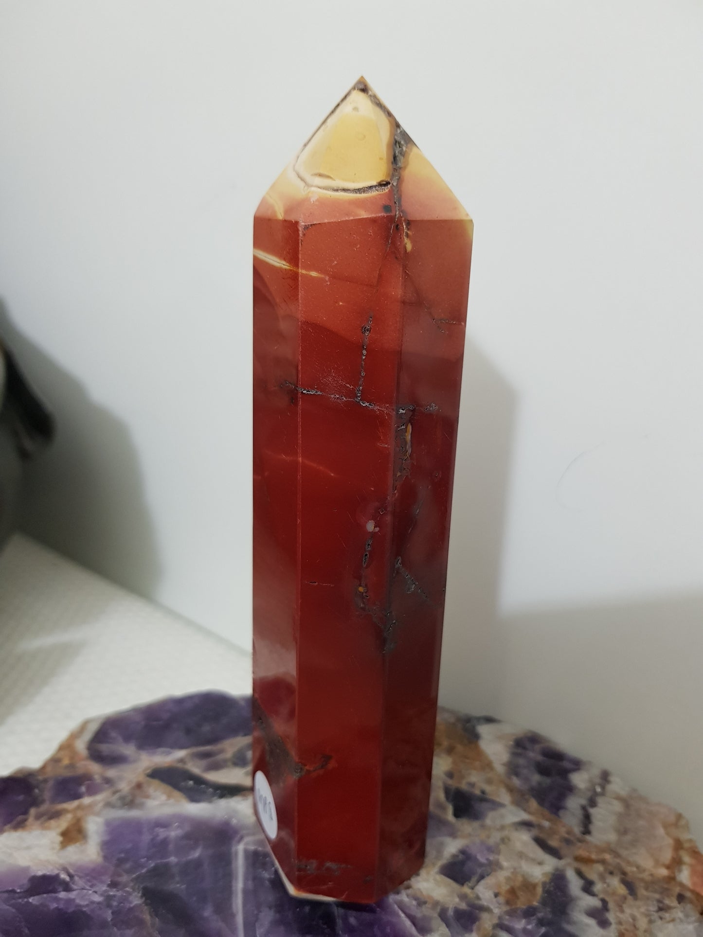 Mookaite crystal point tower polished Australian jasper standing point with natural earthy colours