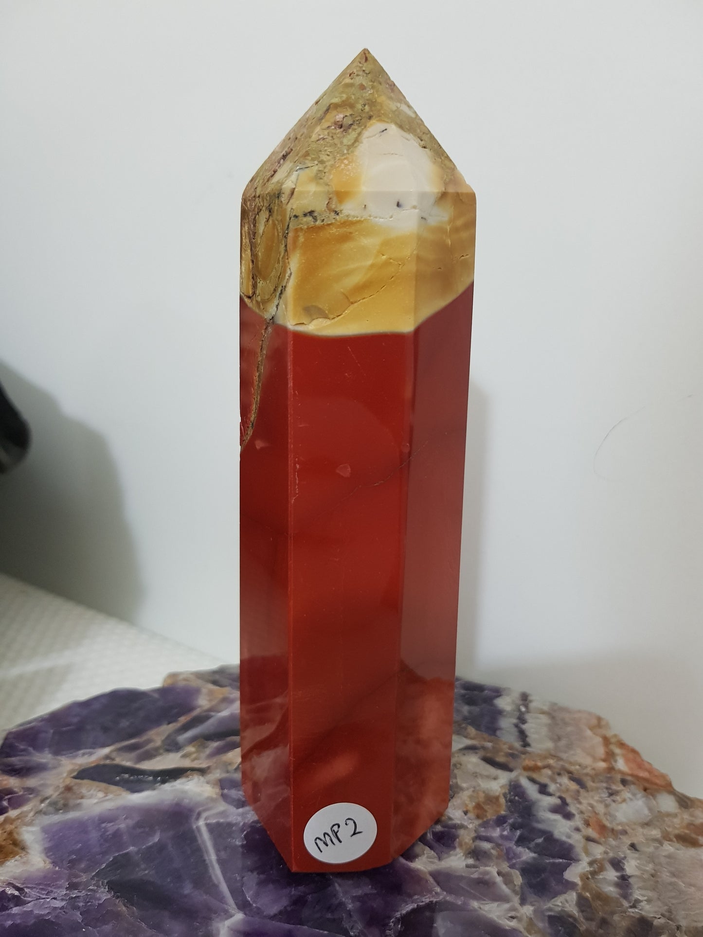 Mookaite crystal point tower polished Australian jasper standing point with natural earthy colours