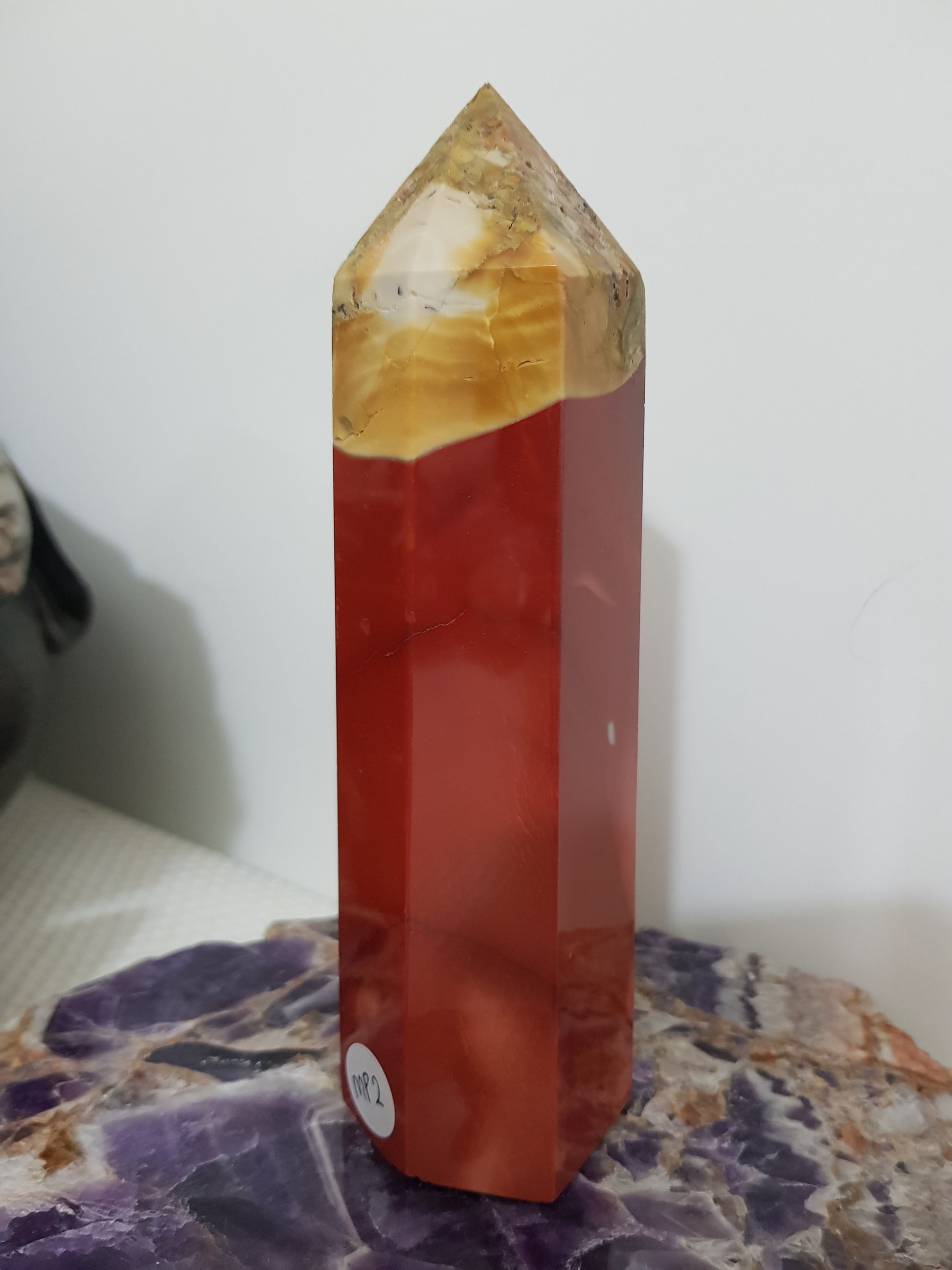 Mookaite crystal point tower polished Australian jasper standing point with natural earthy colours