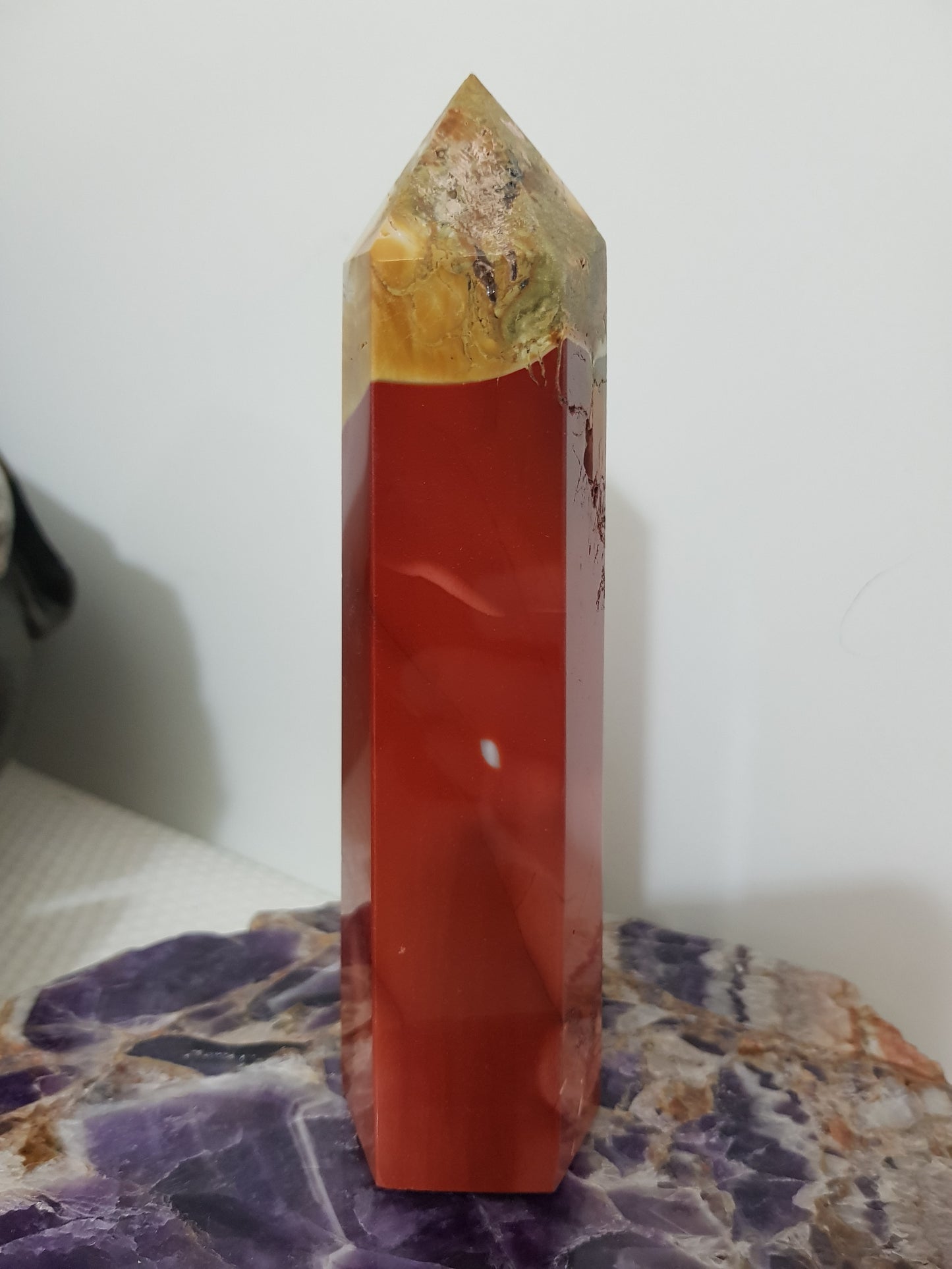 Mookaite crystal point tower polished Australian jasper standing point with natural earthy colours
