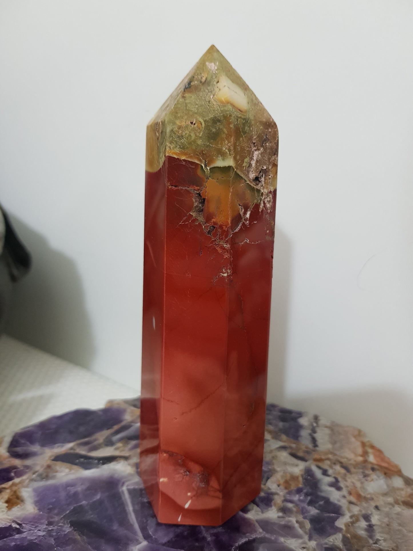 Mookaite crystal point tower polished Australian jasper standing point with natural earthy colours
